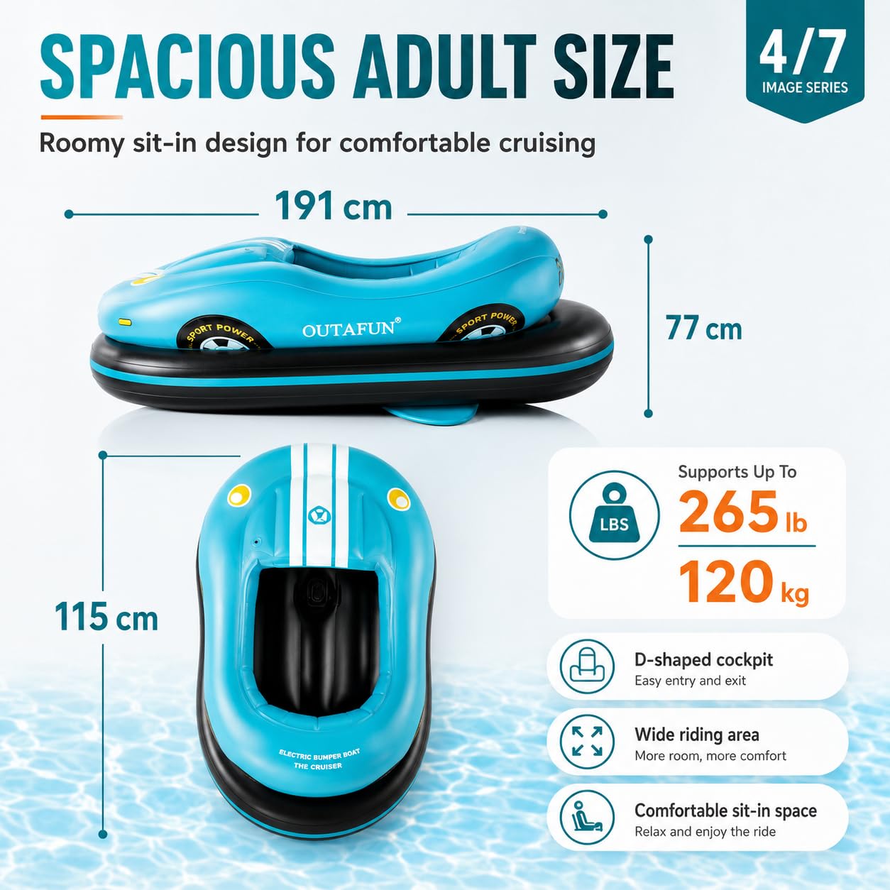 Elektrische Badeinsel mit Motor, aufblasbares Wasserboot für Erwachsene Blue | Entspanntes Cruisen, einfache Bedienung, Doppelschicht-Design, geräumiger Sitzbereich, schnelle Aufbewahrung
