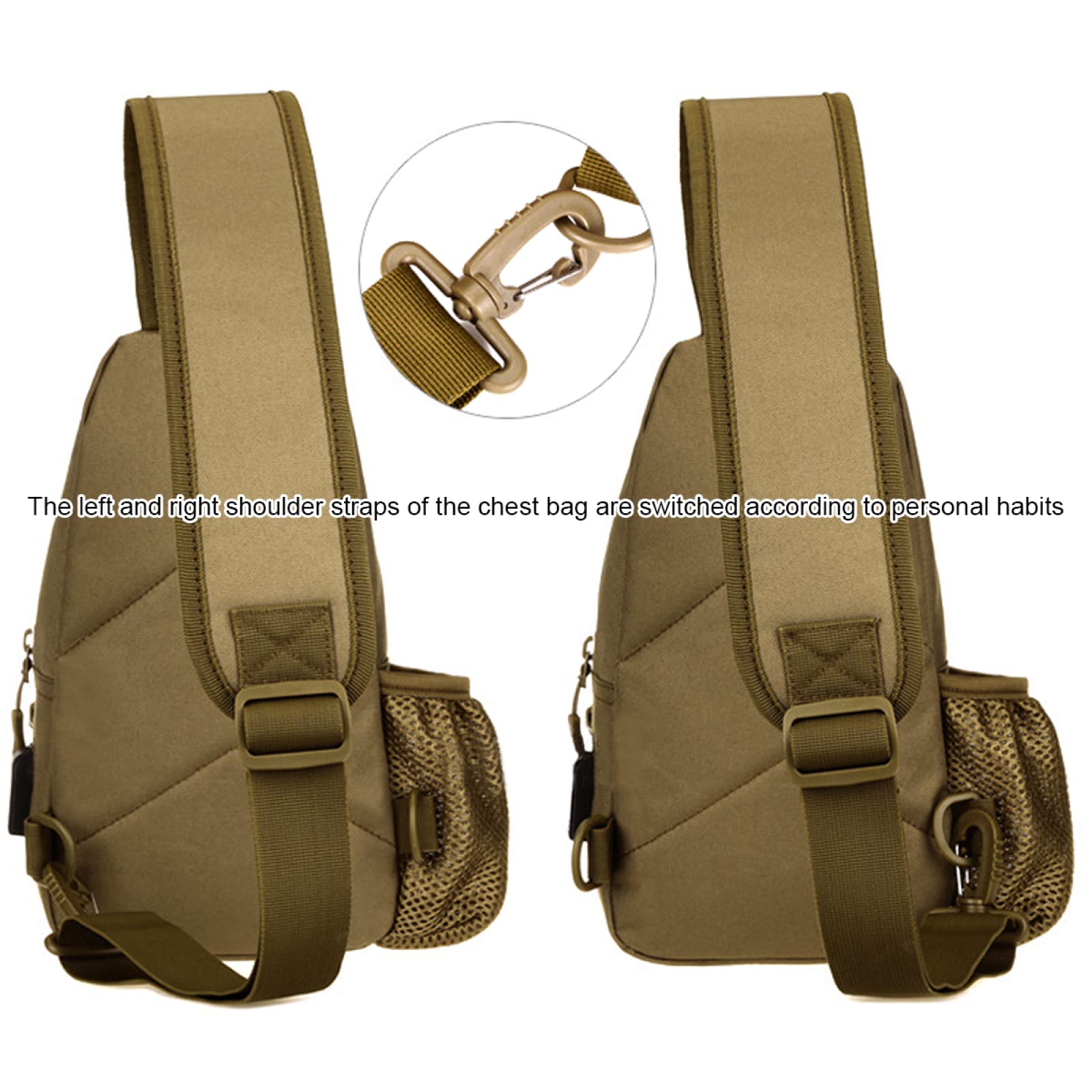 REEBOW GEAR Borsa da Petto Militare Tattica Molle Borsa a Tracolla con Tracolla a Tracolla con Porta Bottiglia d'Acqua,ACU