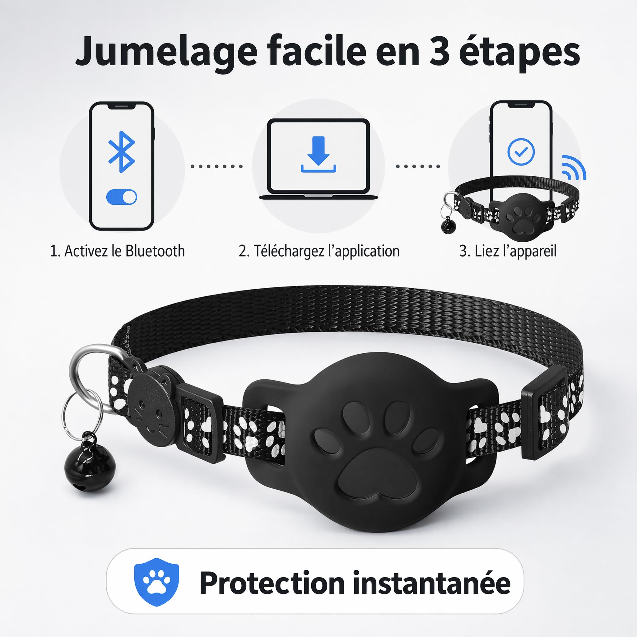 GéNéRique Collier GPS Chat, Traceur GPS Chat, 2026 Nouveau Traceur GPS Chat Tracker, sans Carte Sim, sans Abonnement Mensuel, avec iOS & Android, Localisation Temps RéEl, ImperméAble Et Durable