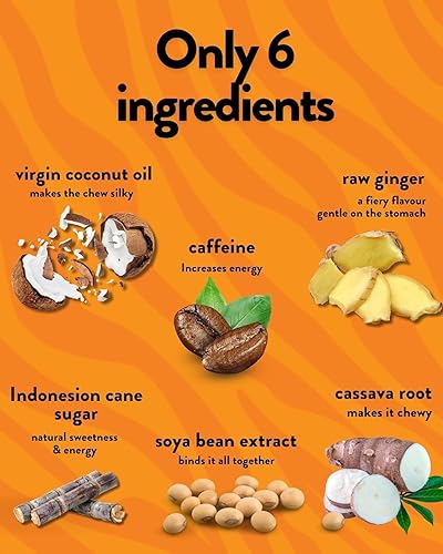 Miniatura 8 de Ginger Roars - Masticables con cafeína y jengibre 12 caramelos de cafeína cada uno de 33 mg de cafeína con un delicioso sabor natural de miel y