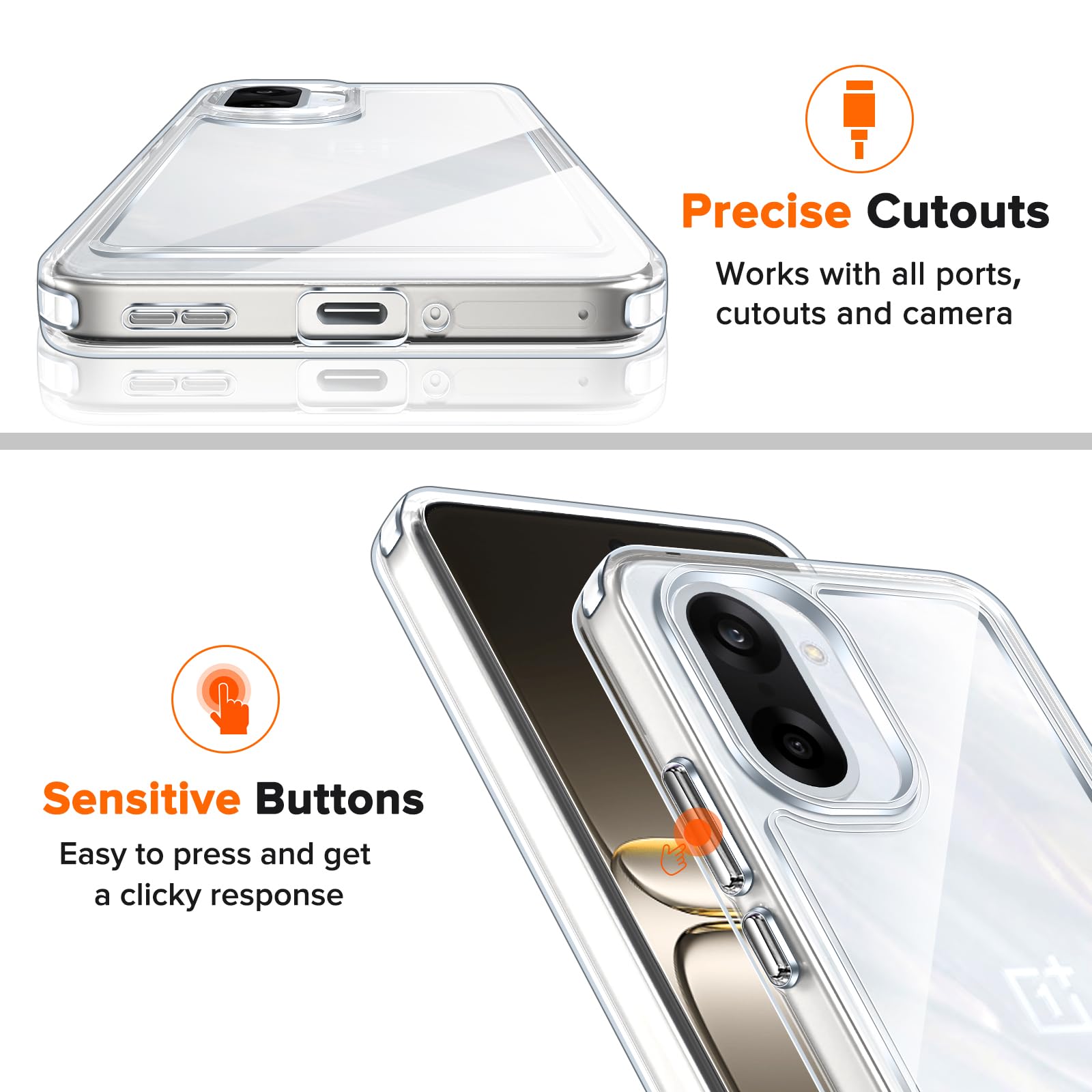 ivoler Etui Anti-Yellow do Oneplus Nord CE 5 5G z 2 częściami ze szkła hartowanego, [ochrona wojskowa] Ochronna obudowa odporna na wstrząsy odporna na zarysowania przezroczysta obudowa zderzaka