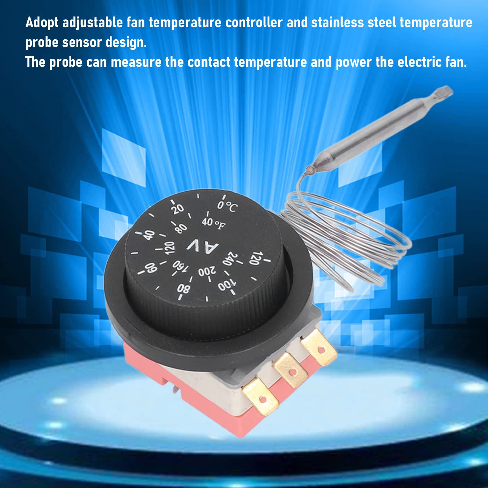 Kit sonda di controllo della temperatura con interruttore termostato ventilatore elettrico elettrico regolabile in ABS con interruttore termostato a 3 pin Design kit sonda di controllo della