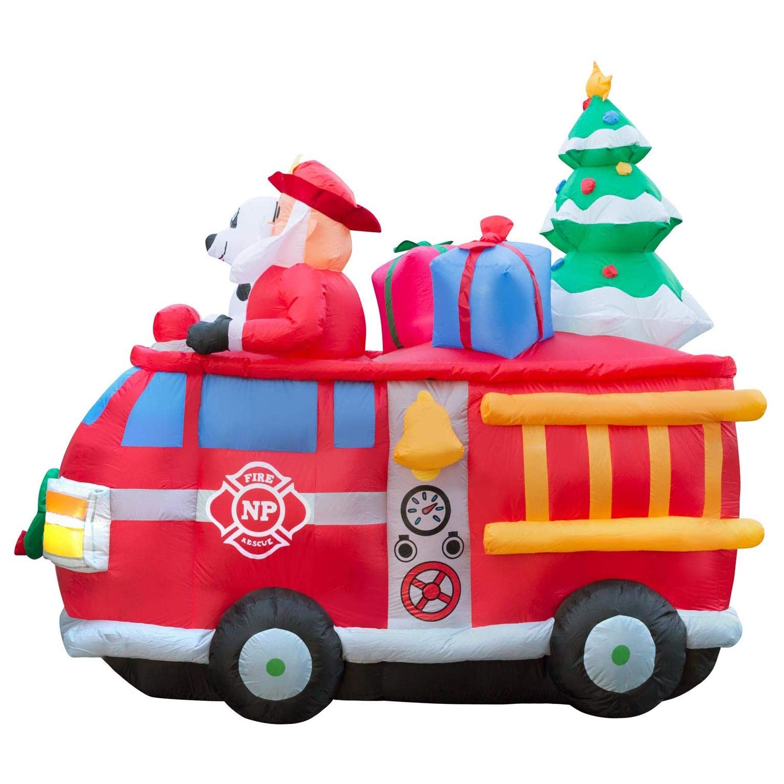 Holidayana 6.5 Ft Christmas Inflatable Fire Truck Santa