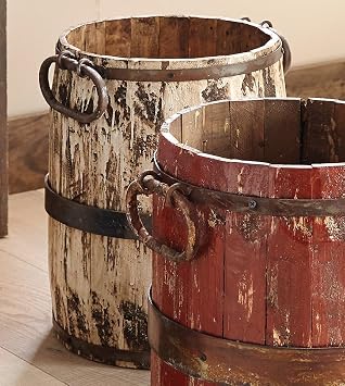 BLACK FOREST DECOR Santa Fe Antique White Decorative Bucket 15" Dia.x18 H | |