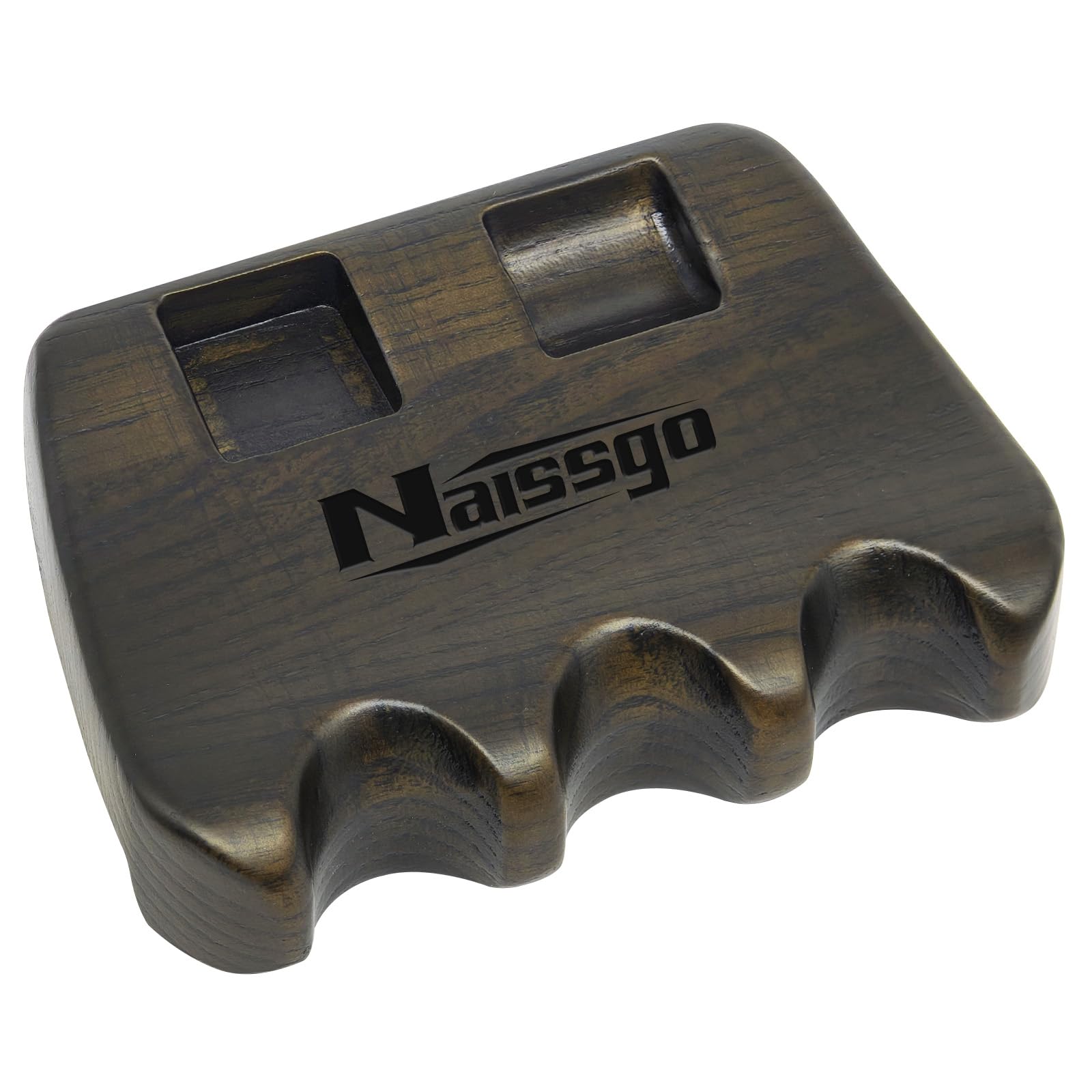 Naissgo Cue Rest Cue Stick Holder Pool Cue Holder(Wood, Deep Brown，3 Holes)