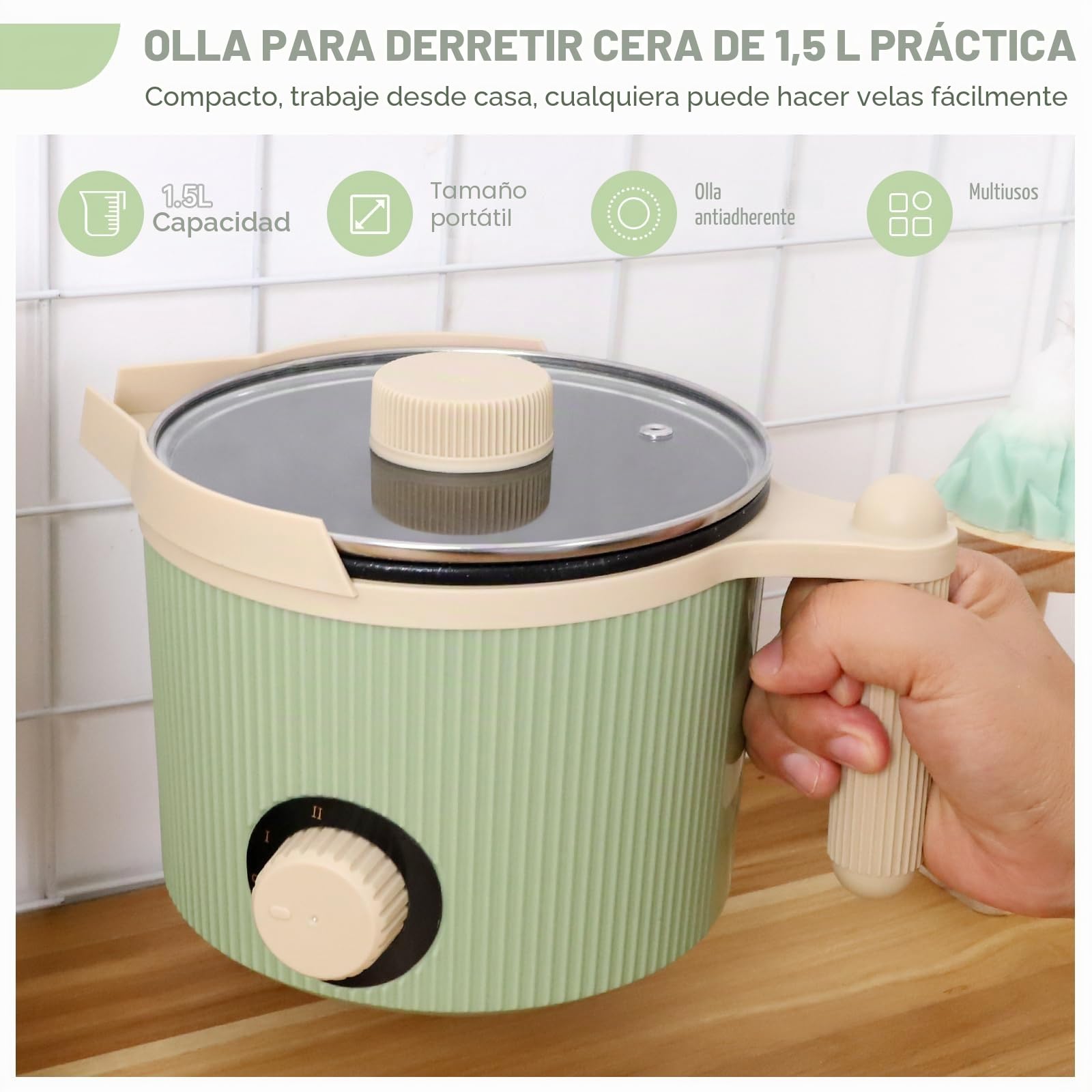 TOAUTO Cera para derretir 1,5 L, color verde