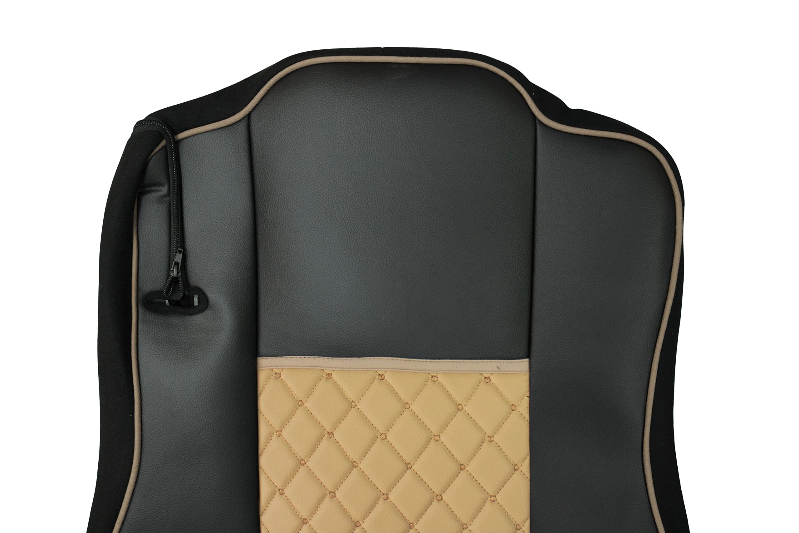 Juego de fundas de asiento de cuero ecológico 1+1 para camiones, fundas protectoras con ajuste para MP4, color negro y beige