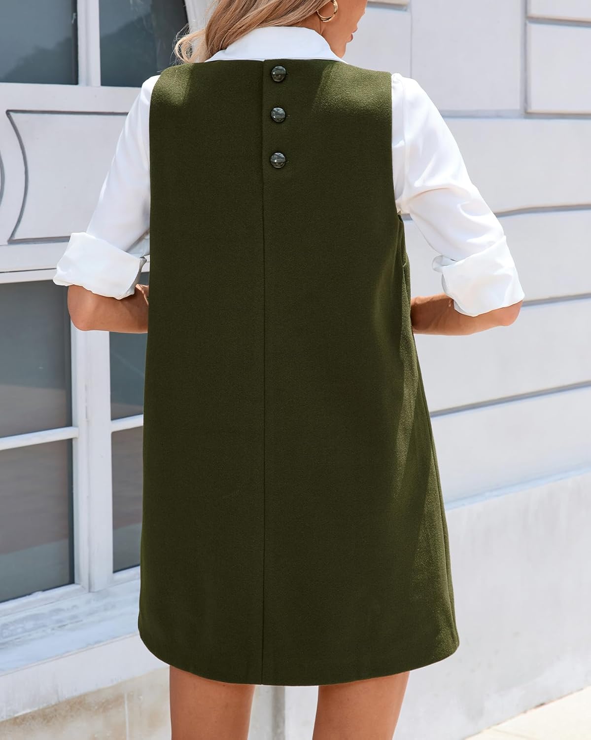 Women's Casual Loose Tank Dress Crew Neck Sleeveless Shift Mini Dress - Image 6