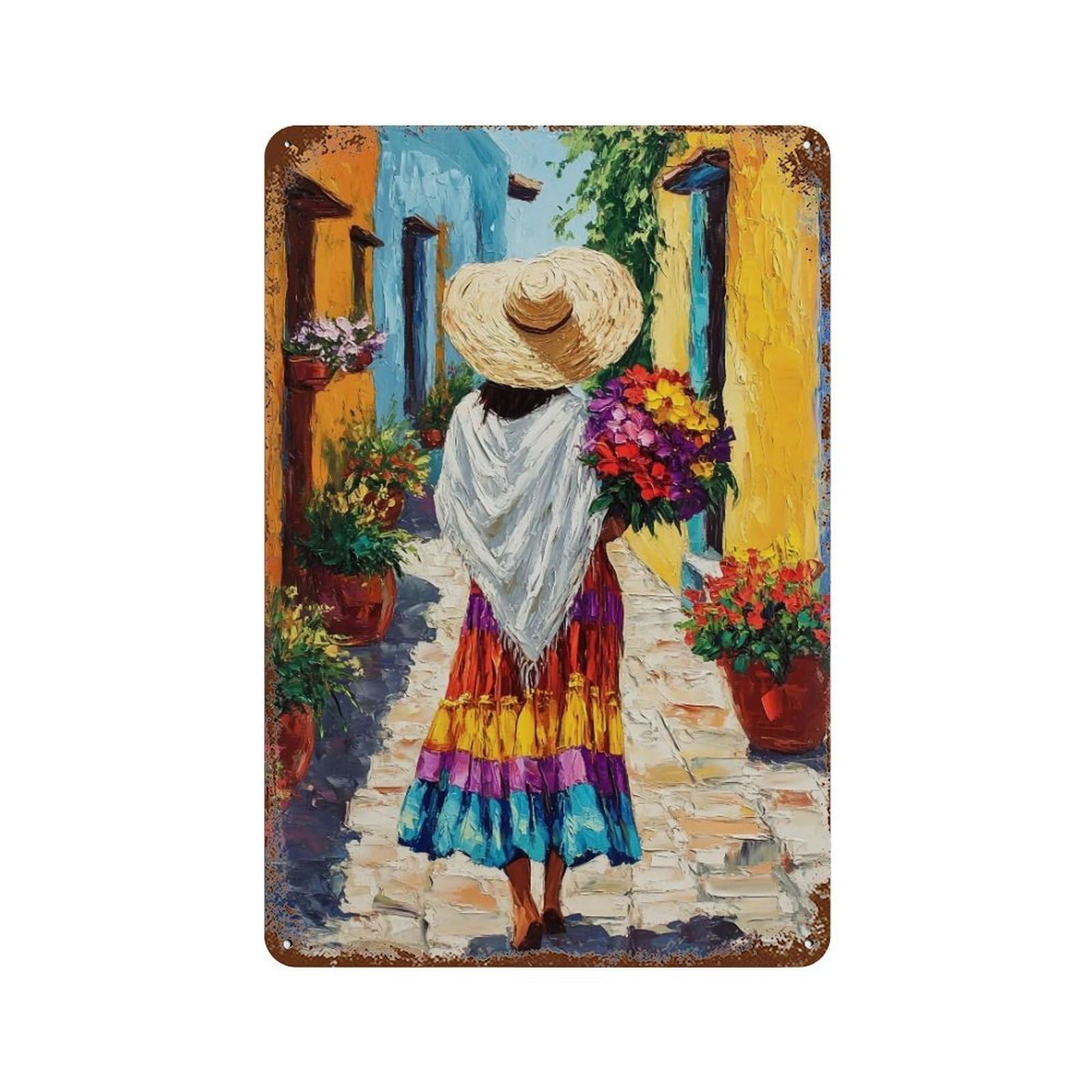 HDURYEYRYY Warm Alley With Blooms 03 Wall Retro Iron Vintage Art Metal Tin Sign Poster Modern Home Cofffee Club Art Bar Shop Decor 30x20cm