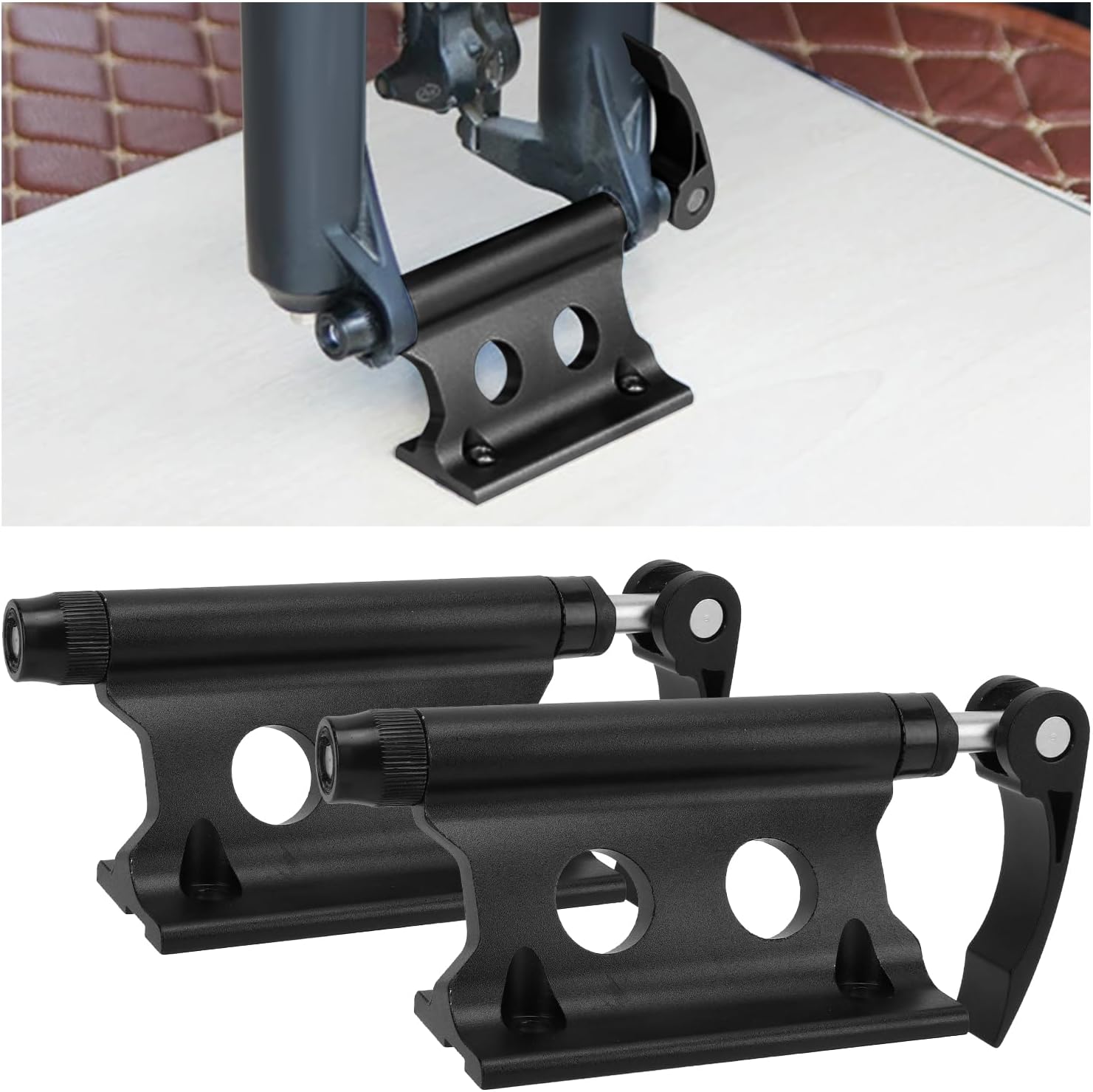 2PCS Bike Rack Carrier Fork Mount Universal Alloy Bike Block Fork Lock Mount Securely Holds All Bicycles & Fits Any Flat Surface for Safe Transportation (Black)