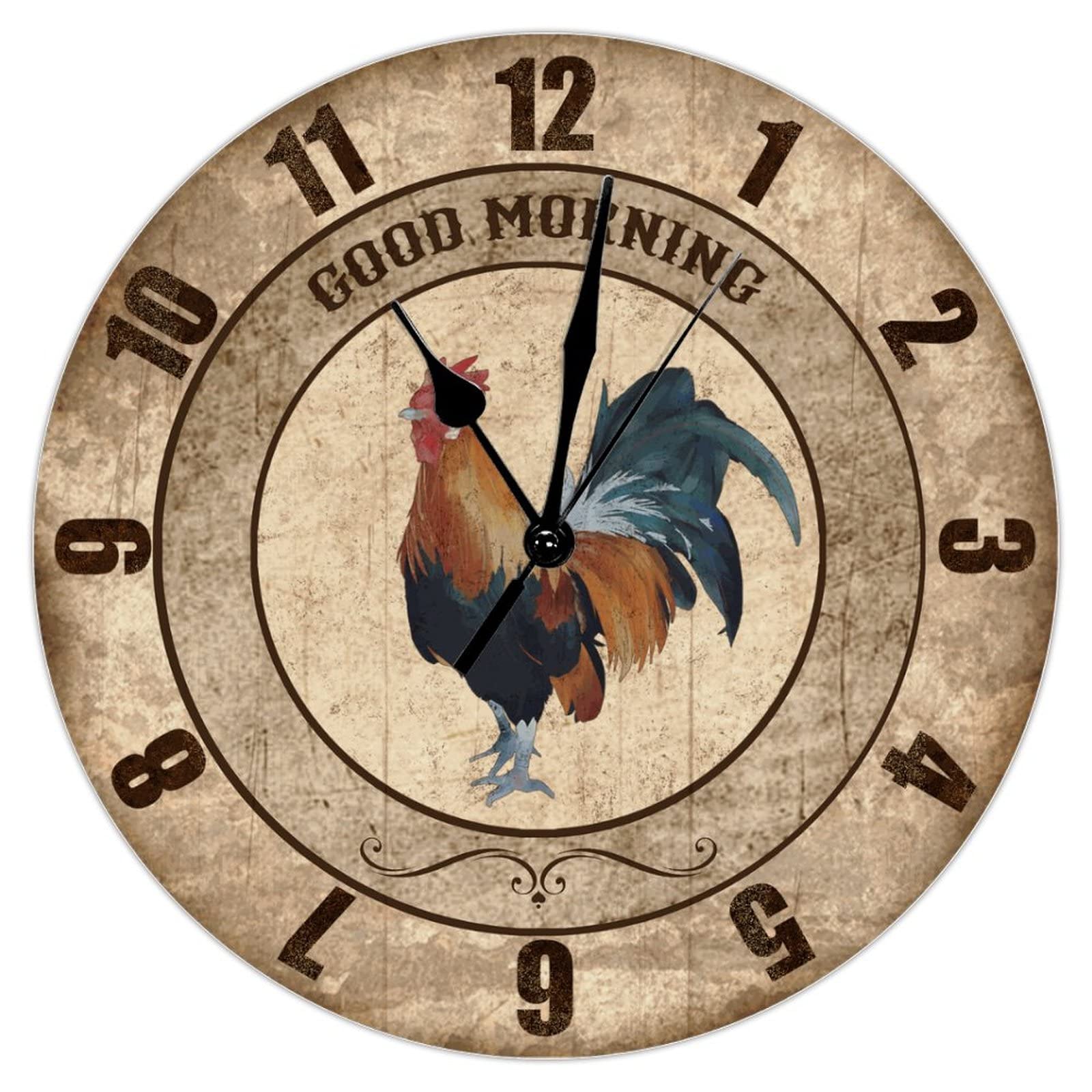 Horloge murale coq style shabby chic rétro de 38 cm pour cuisine