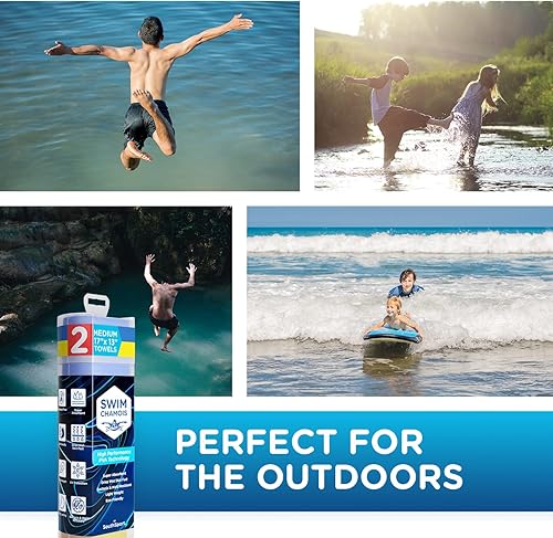 Miniatura 3 de Swim Shammy - Toalla de playa de secado rápido, toalla de gamuza súper absorbente, paño de gamuza sin arañazos, azulamarillo, 17 x 13 pulgadas