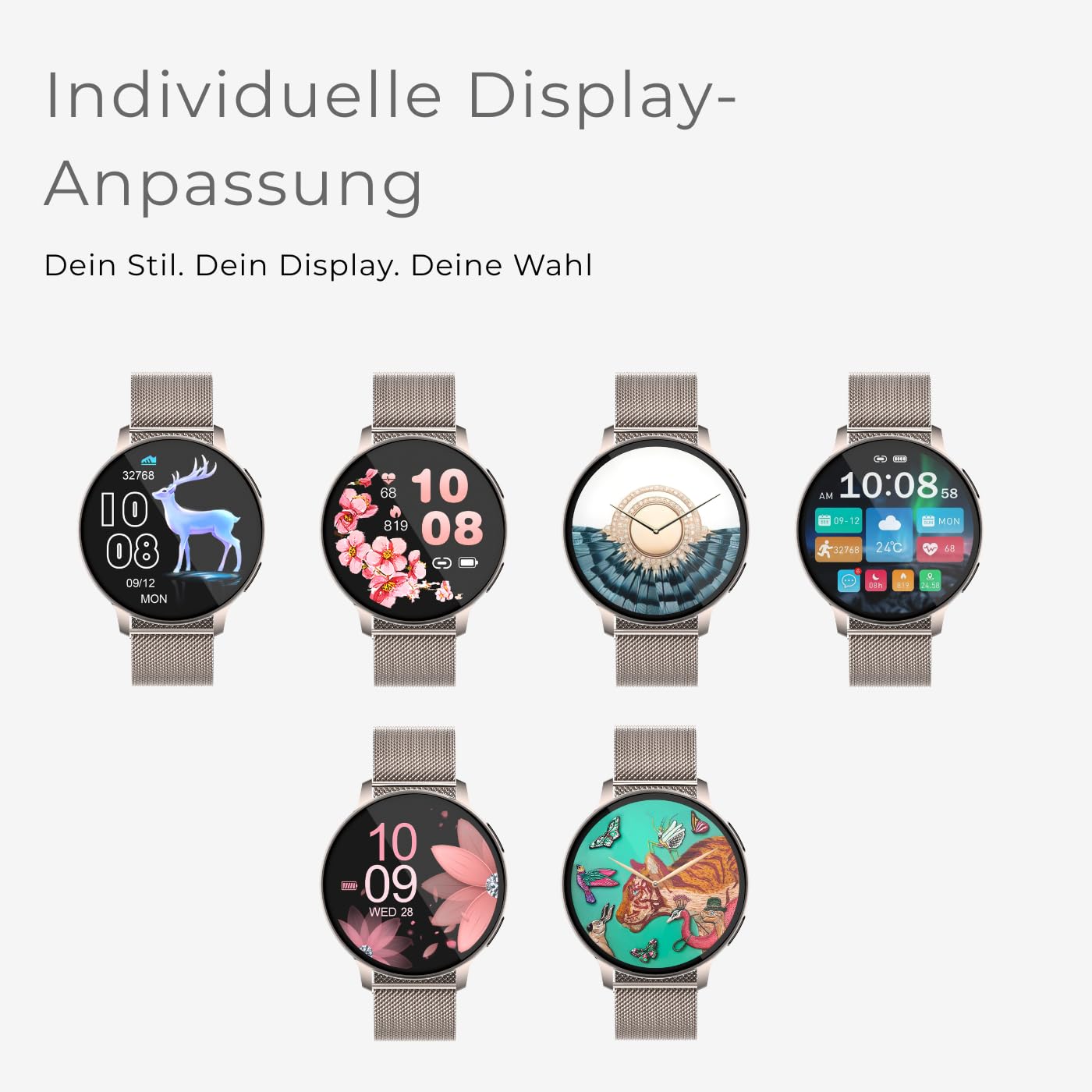 Smartwatch Damen, Telefonfunktion - Round 1.39", Silber