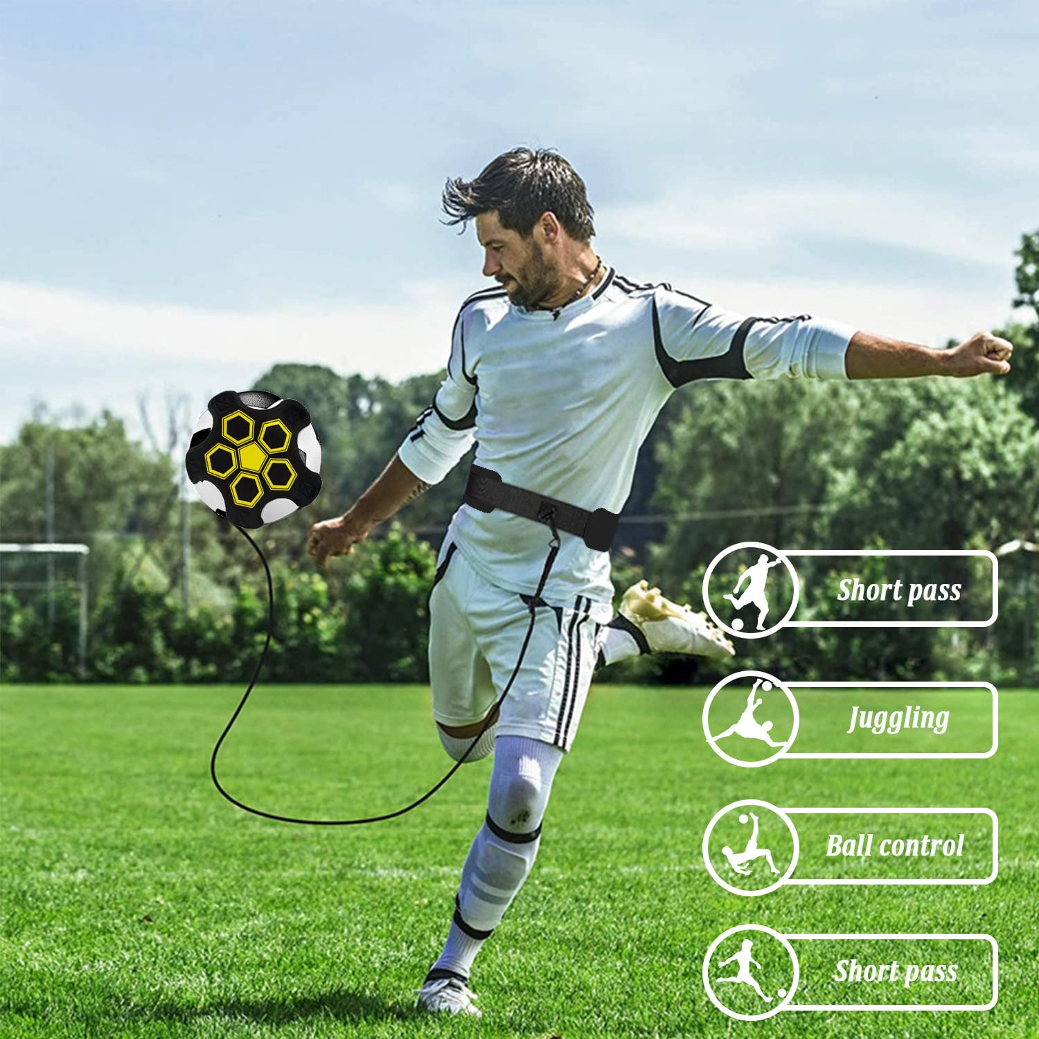 Piłka nożna Kick Trainer przyrząd treningowy do piłki nożnej/siatkówki, trening piłki nożnej dla dzieci, trener kicktrainer z regulowanym paskiem, pomoc w treningu piłki nożnej dla dzieci