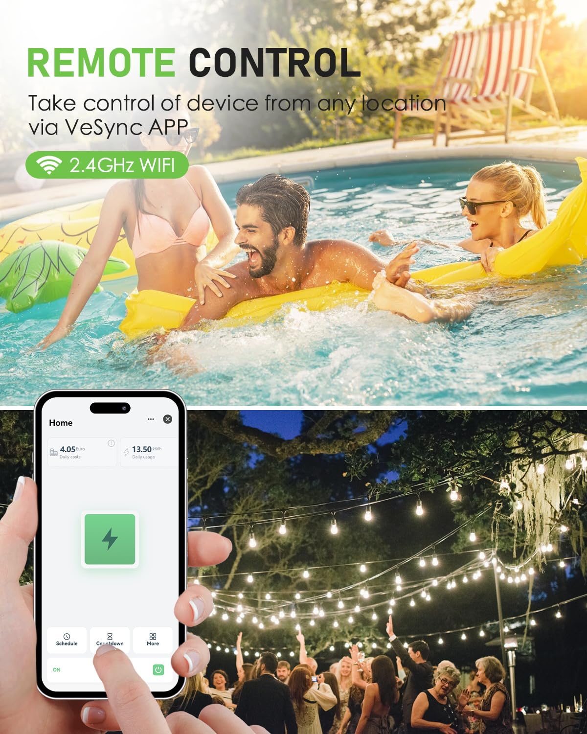GreenSun Prise Connectée - Prise Exterieure Etanche Programmateur Prise Electrique Exterieur Compatible avec Alexa, Google Home Prise Connectée Wifi IP44 16A 3600W Minuteur Prise Electrique