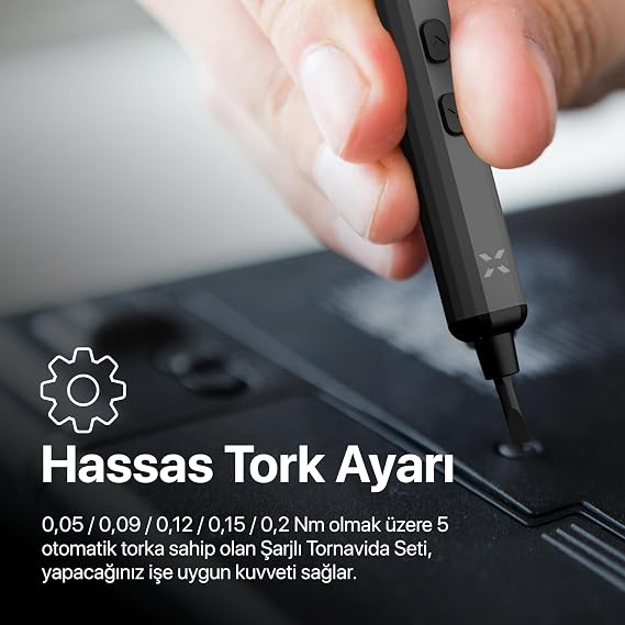 Xenon Smart Hassas Şarjlı Otomatik Tornavida Vidalama Seti 5 Nm Tork Screwdriver 68 Parça X6832
