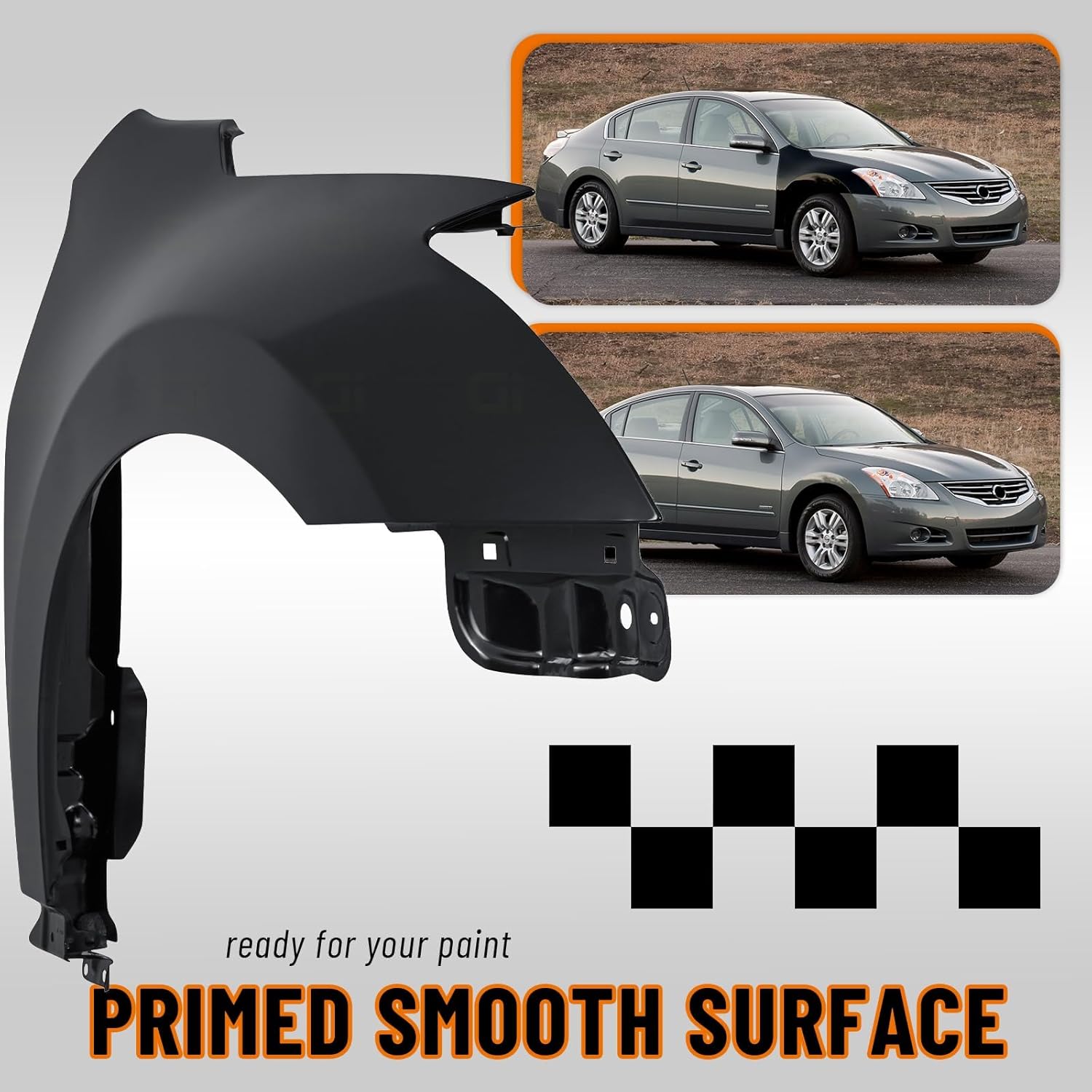 CarPartsDepot Fender Compatible With Nissan Altima 2007-2012 (Passenger Side 4 Door Sedan) CAPA Certified NI1241186 63100ZN55A