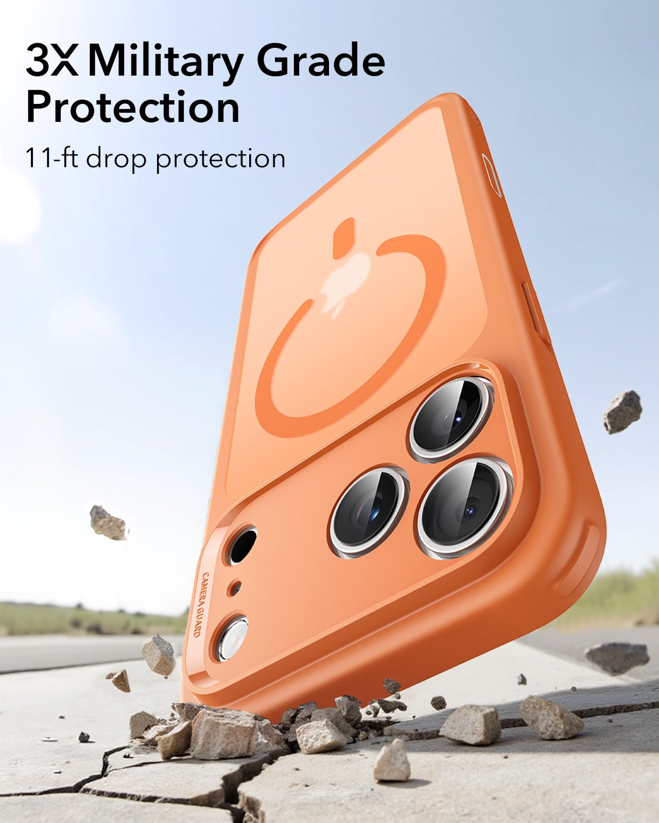 ESR Cover per iPhone 17 Pro, Custodia per controllo della fotocamera, Compatibile con MagSafe, Protezione antiurto di livello militare, Angoli Air Guard ammortizzanti, Arancia