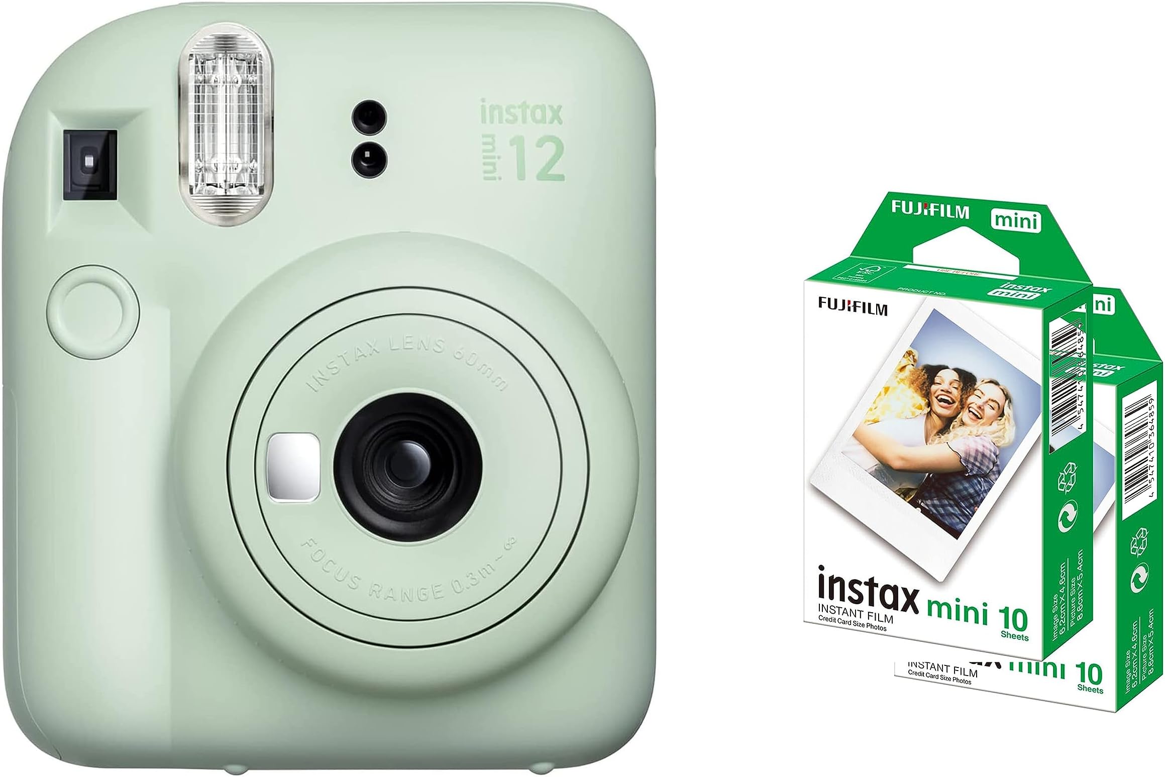 Fujifilm Instax Mini 12 Instant Camera - Mint Green + 2 Pack Film