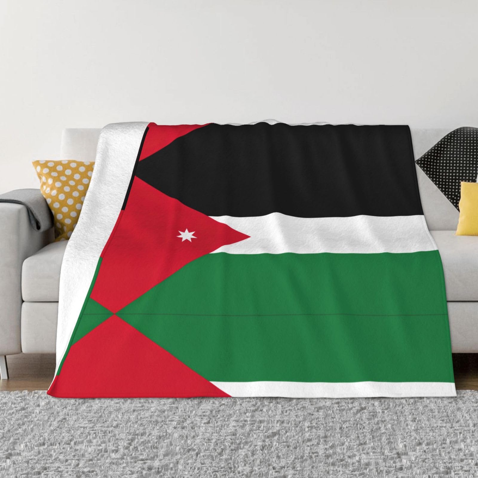 Plaid drapeau Jordanie en flanelle douce pour vos soirées sur le canapé