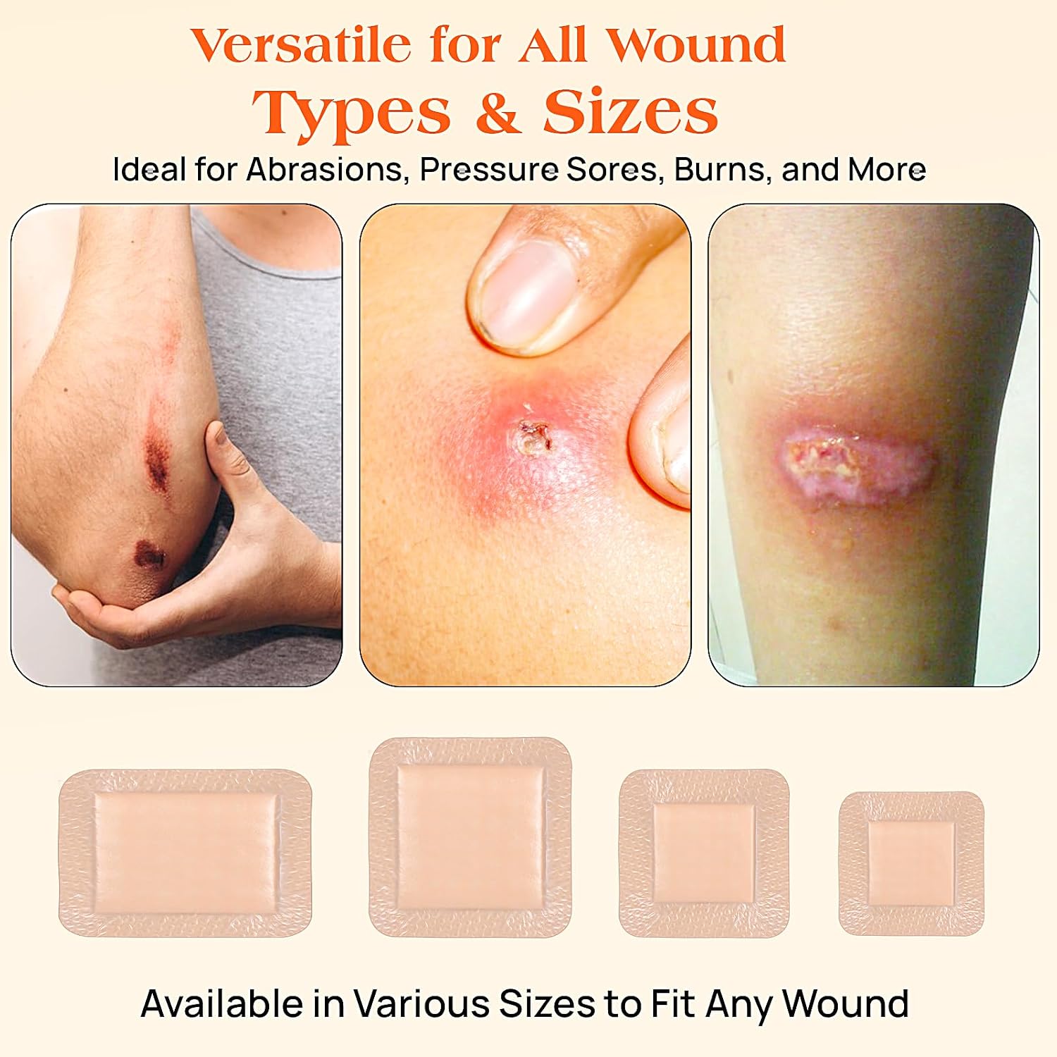 Silicone Foam Dressing with Border, 5"×5"(5 pcs) Gentle Adhesive Wound Care | Wound Dressing, Waterproof, Breathable, Highly Absorbent Silicone Bandage Care for Pressure Sores, Ulcers