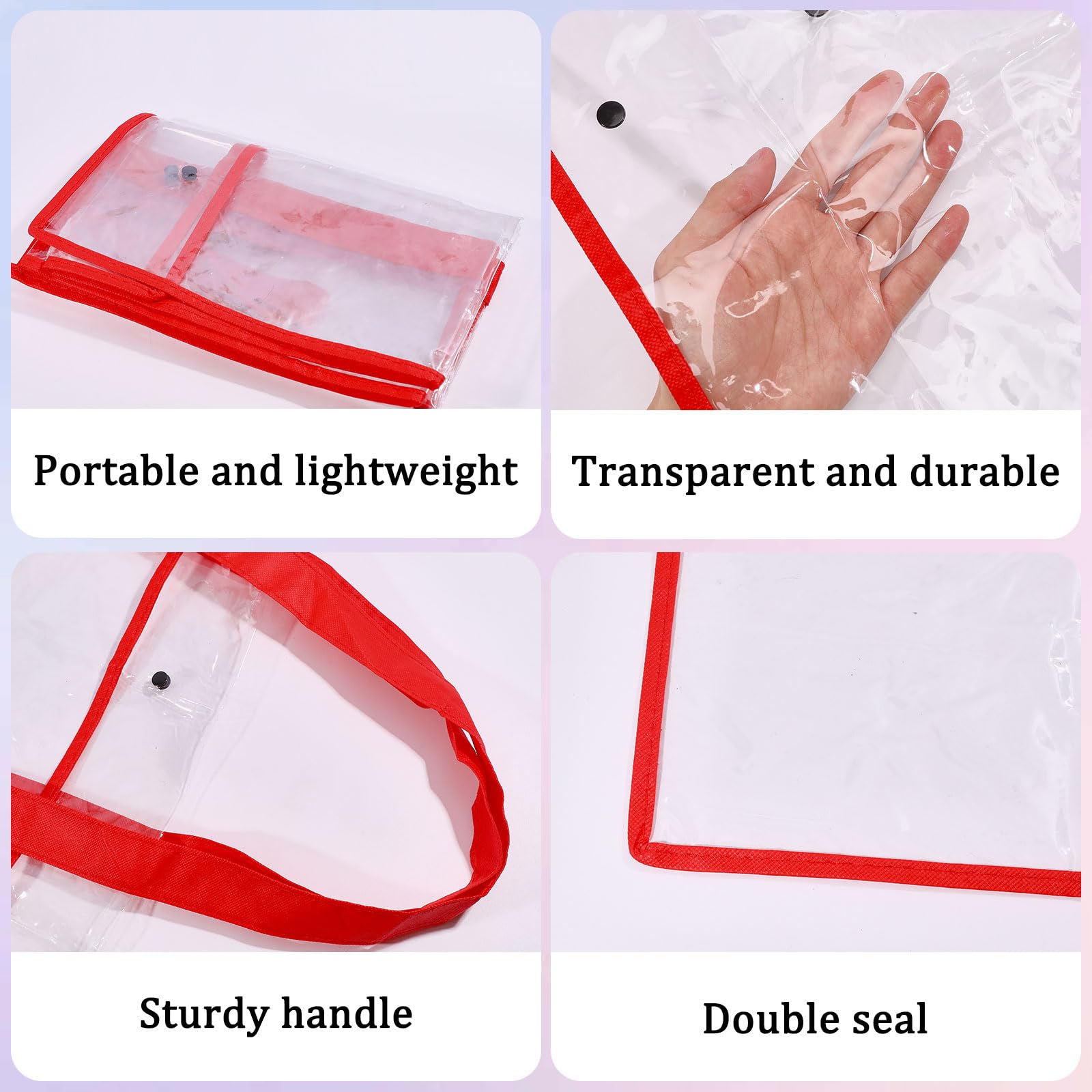 Grande borsa portaoggetti per poster, in PVC, trasparente, per organizzare il disegno e il portfolio artistico, Rosso, Rosso