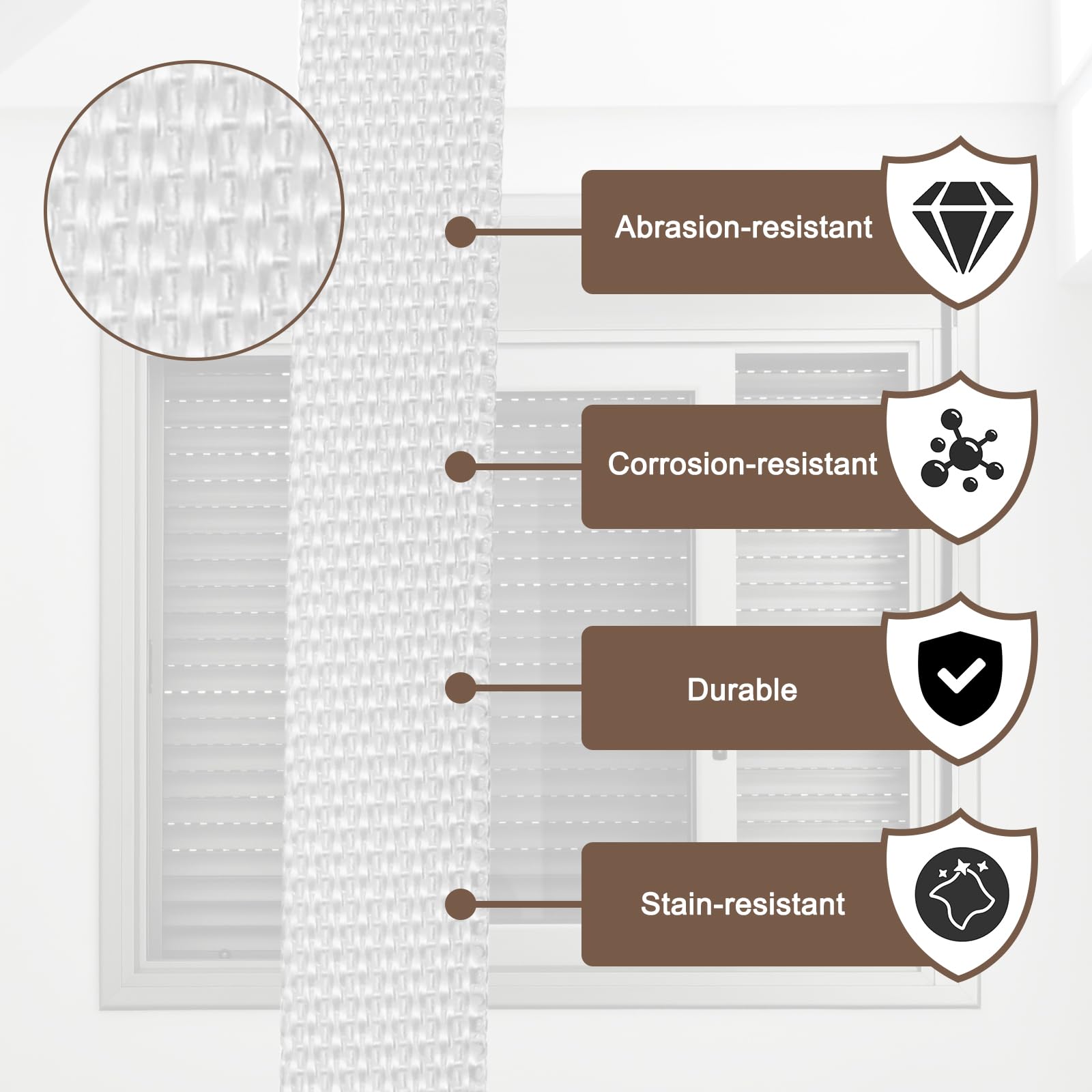 QUARKZMAN 50M Sangle pour Volet Roulant 23 mm Portes, Fenêtres, Blanc