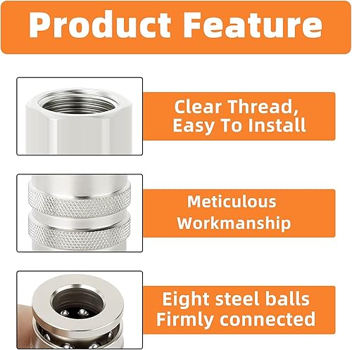 Miniatura 56 de GASHER Acoplador industrial femenino de 12 piezas, 1/4 pulgadas, acoplador de aire de conexión rápida de flujo básico de 1/4