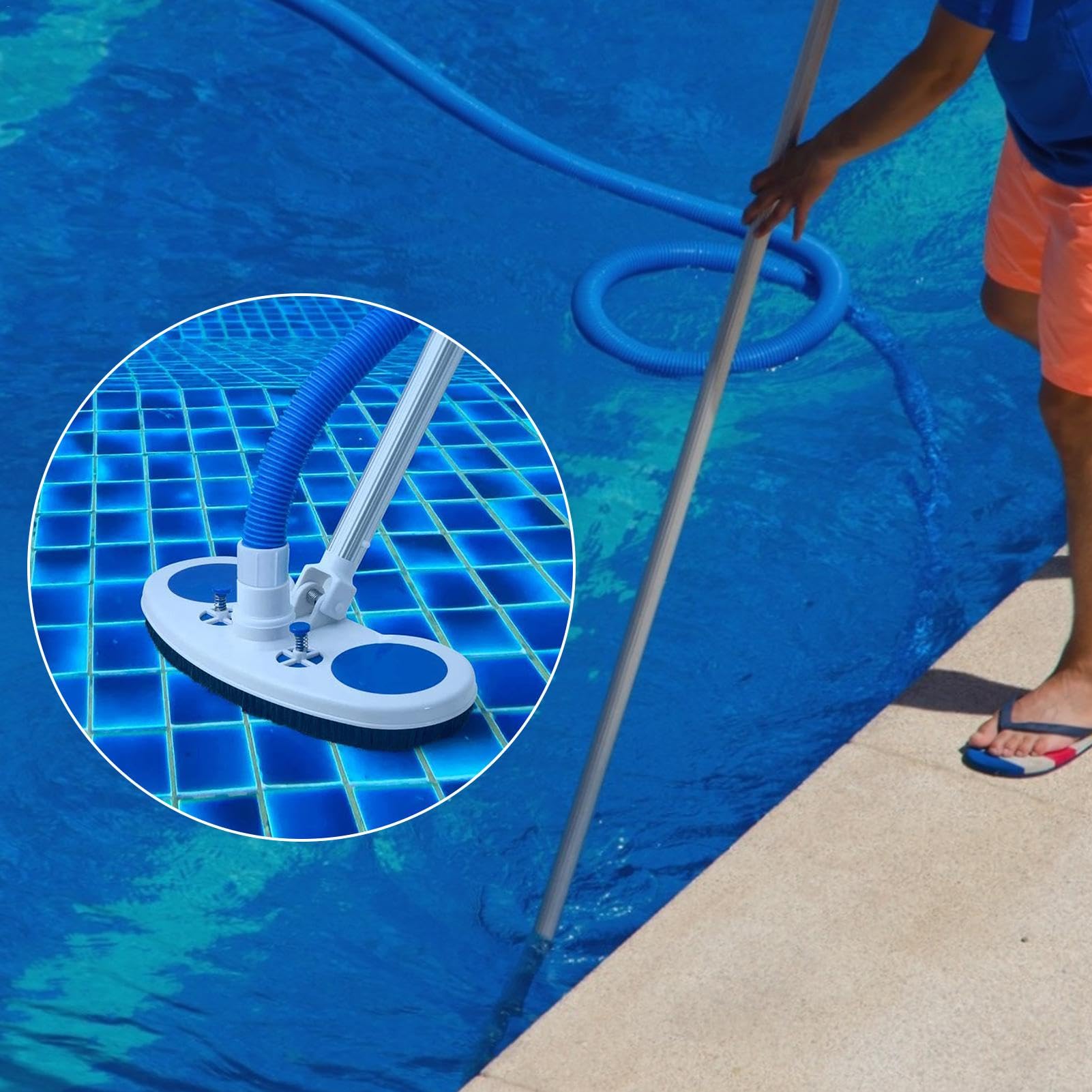 Tête d'aspirateur de Piscine rectangulaire, aspirateur de Piscine Manuel avec Poils latéraux, aspirateur de Piscine pour piscines creusées et Hors Sol, sans Poteau ni Tuyau, équipement de Nettoyage