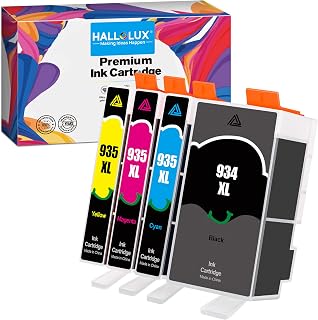 HALLOLUX X4E14AE 934XL 935XL High Yield Compatible Ink Cartridges, Black/Cyan/Magenta/Yellow,Multipack for HP 934 XL 935 XLOfficeJet Pro 6230 6830 6835 OfficeJet 6812 6815 6820 printer (4 Pack)