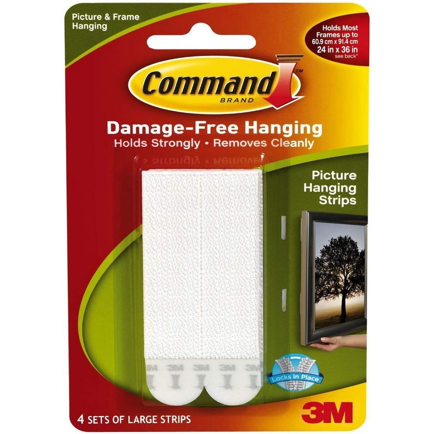 3M Command Fermeture adhésive à l'arrière, bandes, 1,​80 cm (0,​71 ") x 7,​80 cm (3,​07 po), blanc