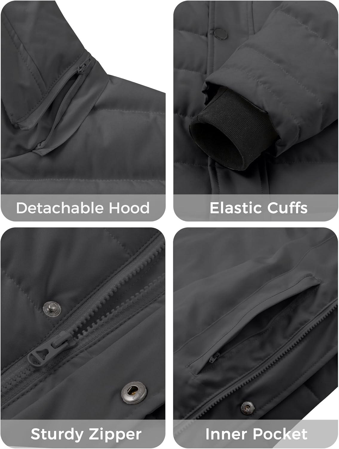 wantdo Men's Quilted Puffer Jacket Hooded Waterproof winter jacket Warm Puffer Coat Outwear