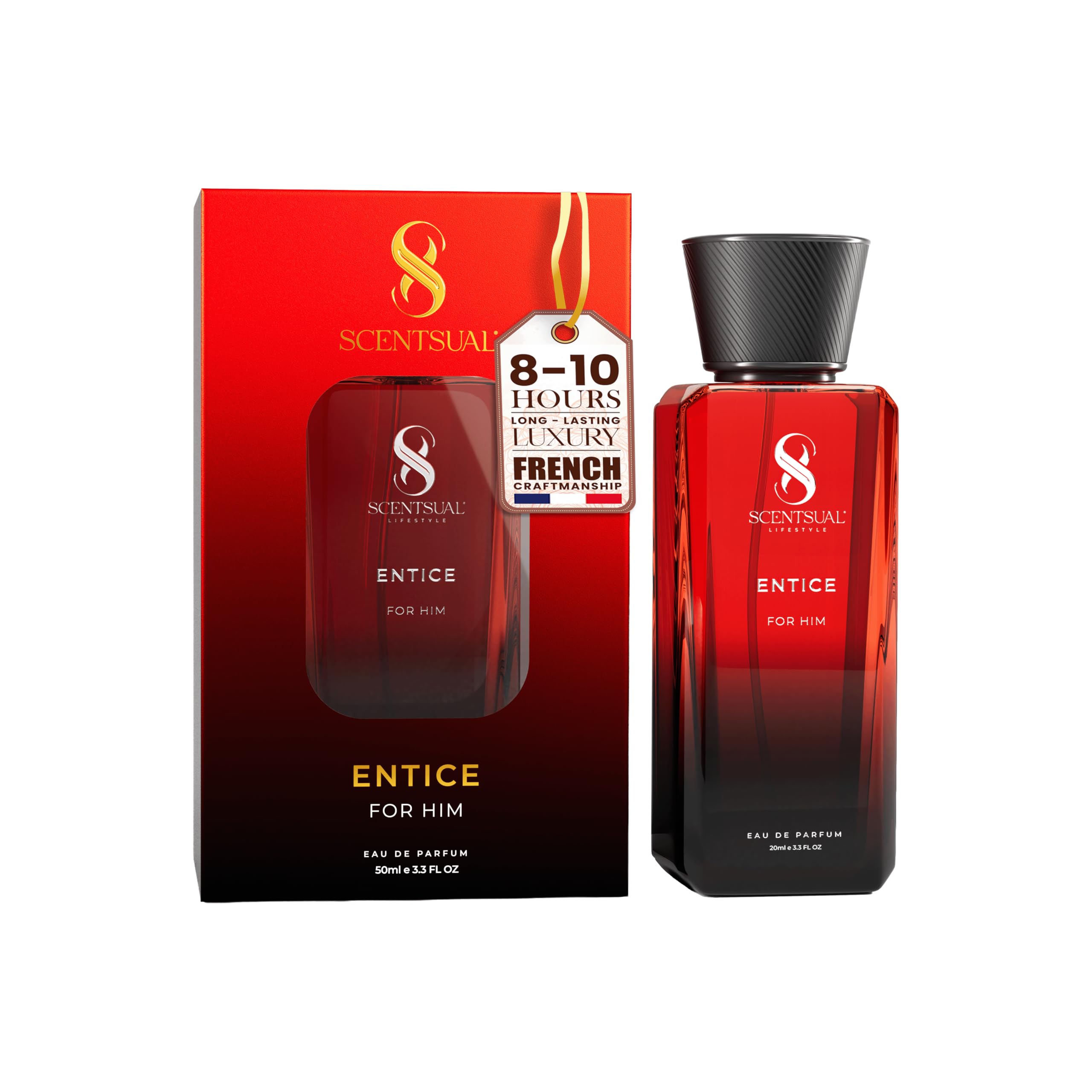 Entice Eau De Parfum for Men 50ml | Long Lasting 8-10 Hours Fresh Aromatic Perfume | Lemon Lavender Musk Amber | French Perfume Oil | Gift for Him Birthday Anniversary Diwali (50ml, Entice)-image-9