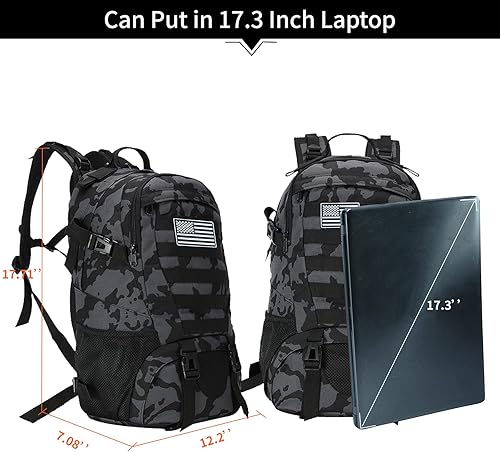 Miniatura 4 de Jueachy - Mochila táctica militar para hombres con sistema Molle, resistente al agua, con capacidad de 30L y parche de la bandera de los Estados