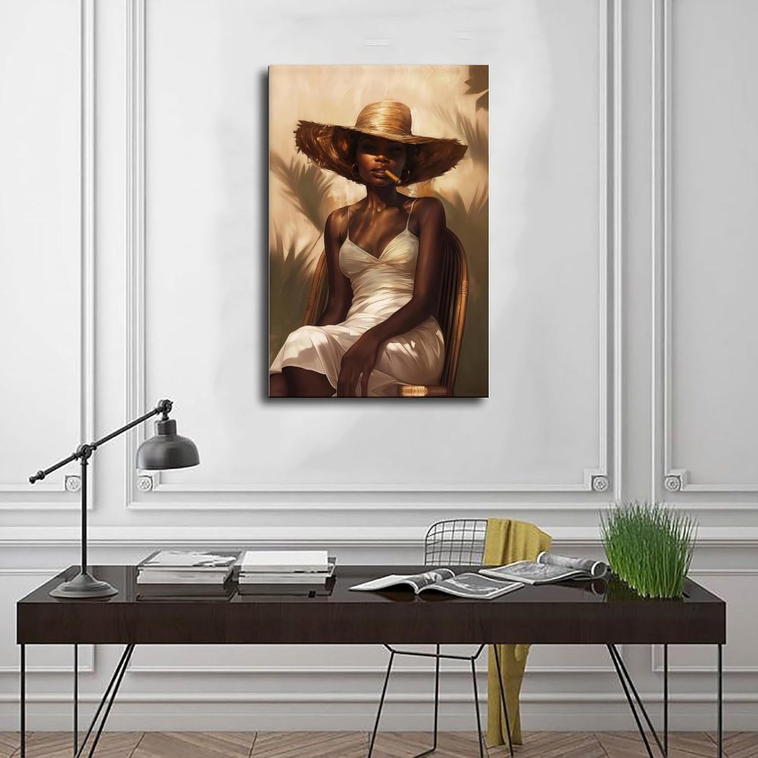 Black Woman Portrait Wall Art African American Woman Wall Art Black Woman Style HangHigh-Definition Canvas Poster Wall Art Decoration For Modern Room Aesthetics 08x12inch(20x30cm) Frame-style - Image 3