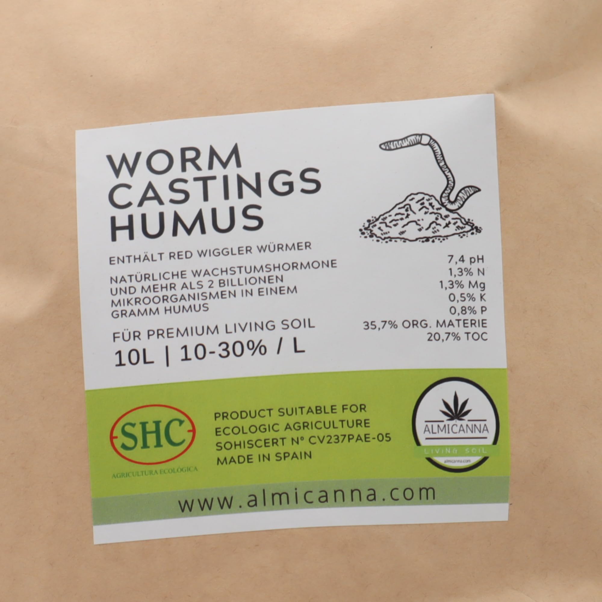 Worm Castings Humus 10 l – humus robak z naturalnymi hormonami wzrostu dla roślin konopi indyjskich – aktywator gleby i amendment w Living Soil