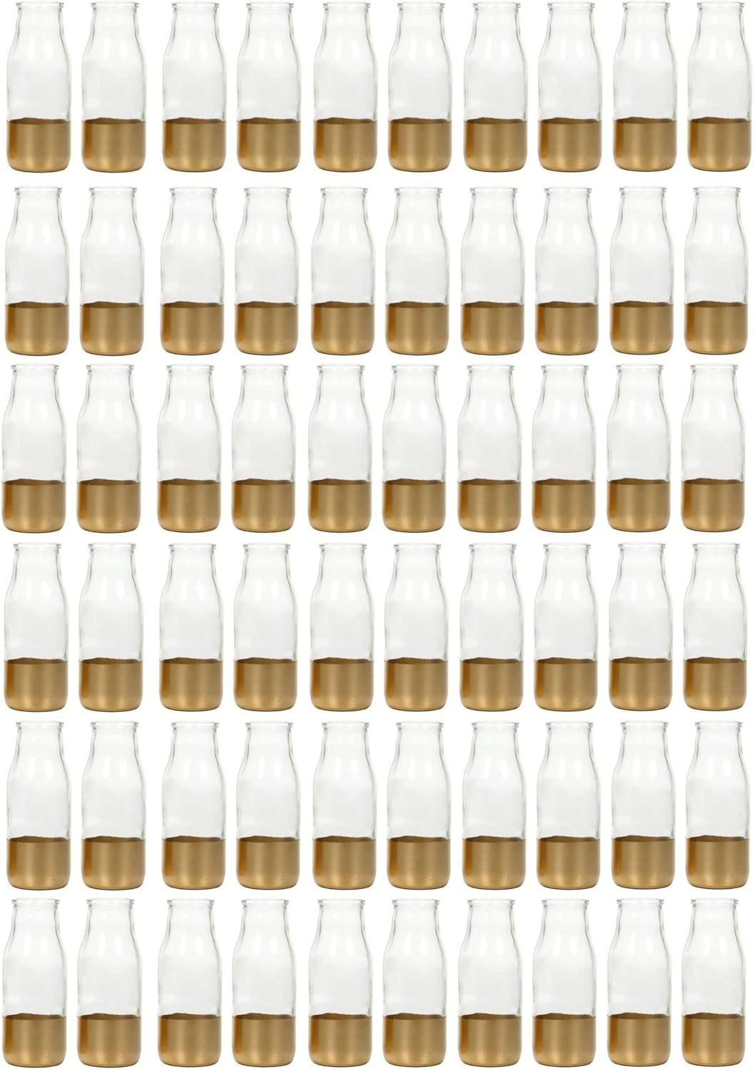 Hosley Set of 60, Glass Gold Dip Glass Bottle, 5.5" High. Ideal Gift for Wedding, Floral/Floor Vase, Party, Home Decor, Office, Spa Floral Arrangements O8
