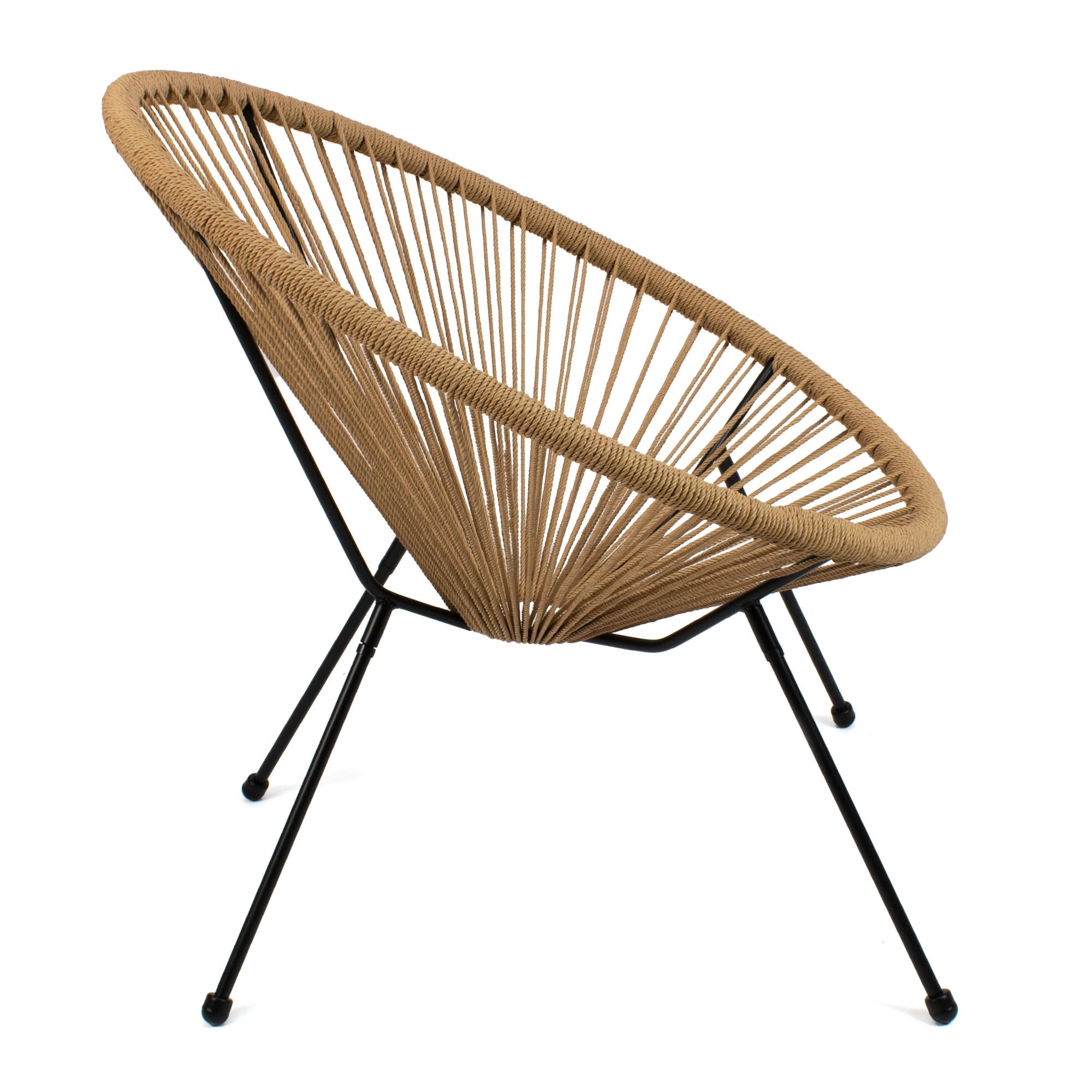 THE SECRET HOME - Silla Acapulco en Ratán para Jardín - Silla de Acero - Asiento de Exterior para Balcón, Terraza y Jardín (Natural)