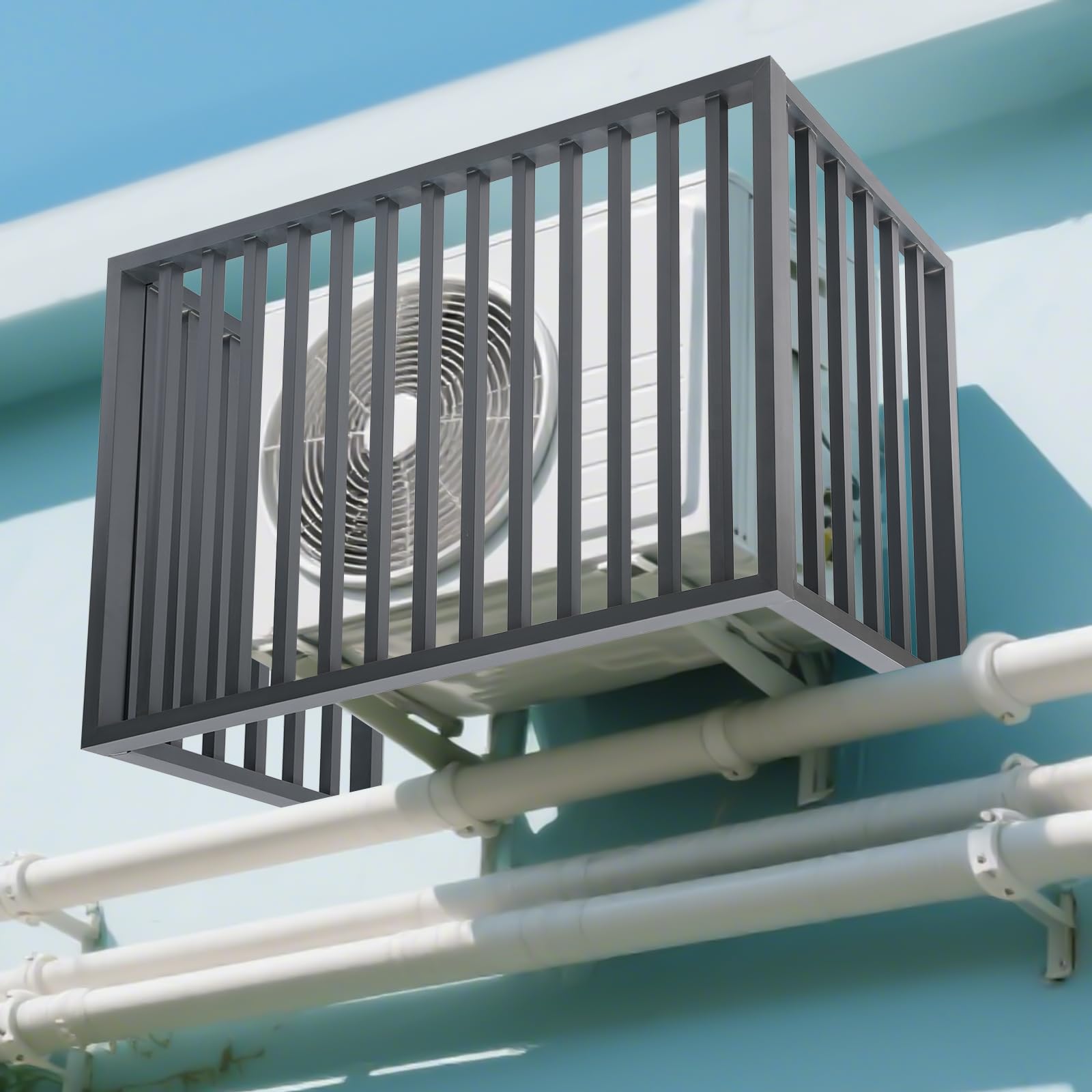 Valla de aire acondicionado, cubierta protectora de aleación de aluminio para aire acondicionado exterior, protección visual, cubierta 100 x 50 x 70 cm