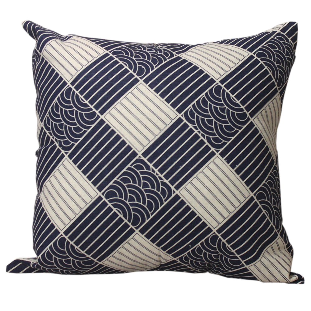 Hemp Ocean Wave Check Cushion Cover 70cm