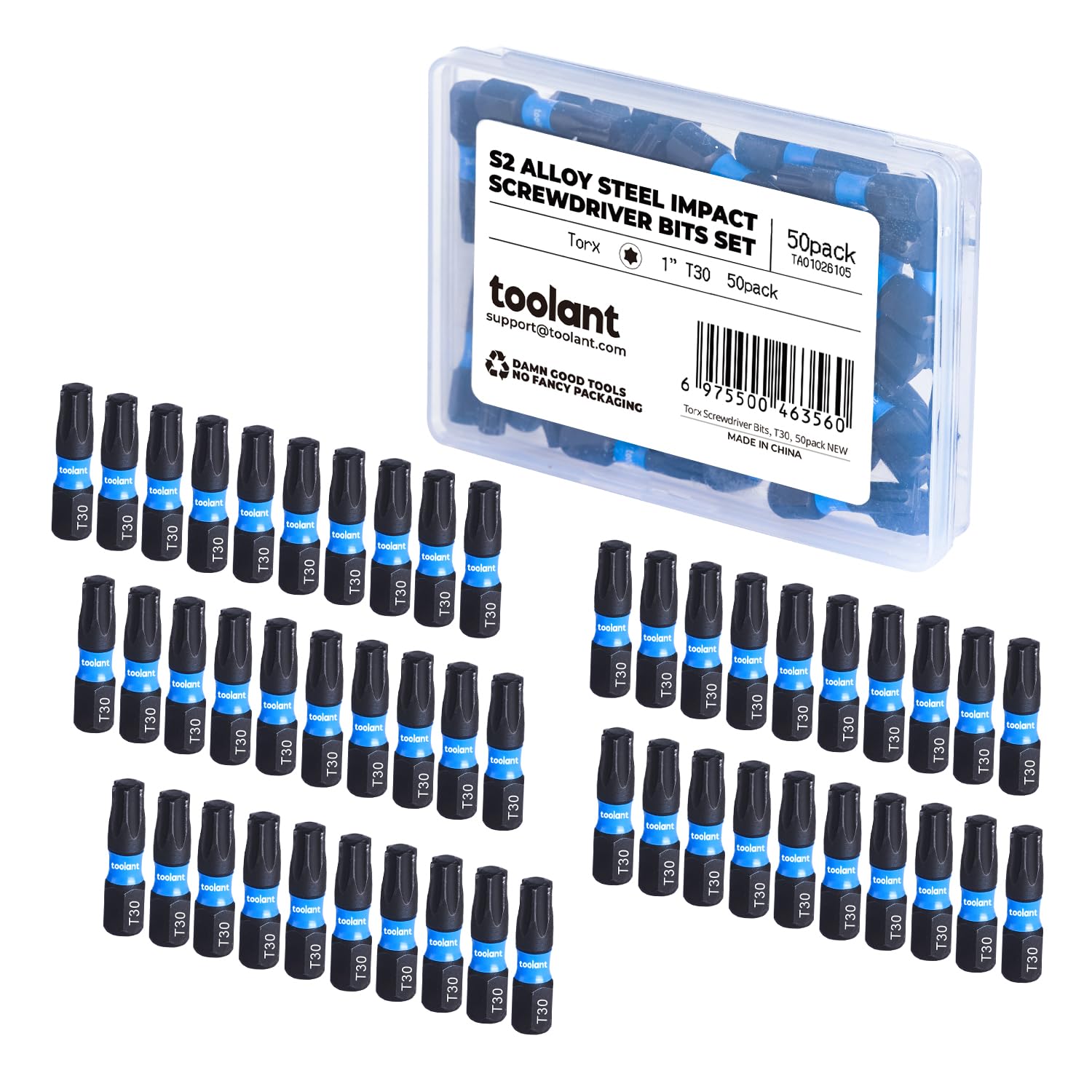 toolant 50PCS T30 1" Impact Torx Bits S2 Steel