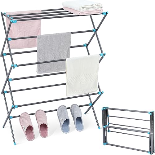Miniatura 8 de APEXCHASER Drying Rack Clothing, Metal Collapsible Clothes Drying Rack for Clothes, Towel, Oversize, IndoorOutdoorLaundry Room, Graphite