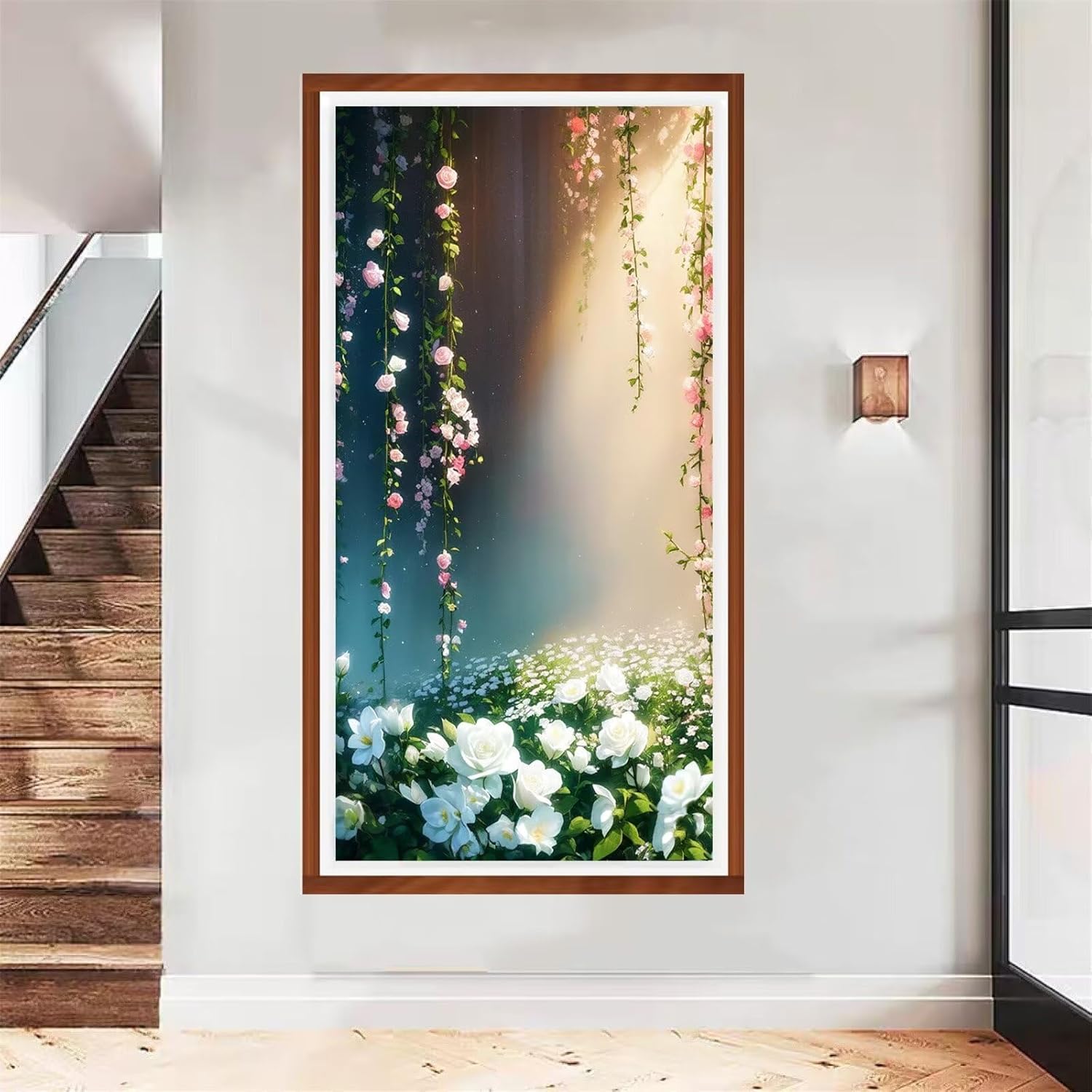 アンティーク 最後の晩餐 レッドワーク 赤糸手刺繍タペストリー リボン