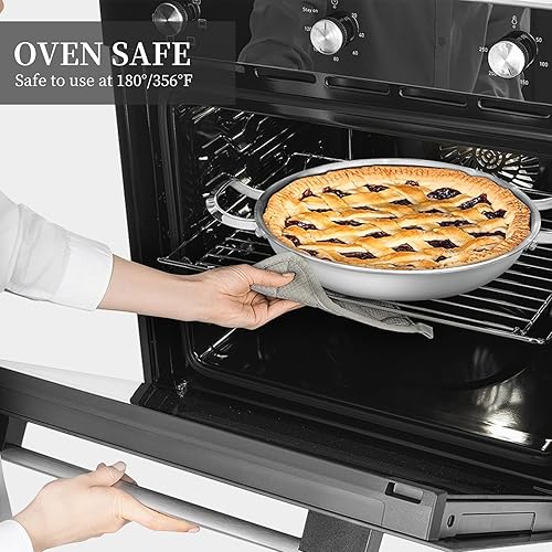 Miniatura 7 de Sartén antiadherente de acero inoxidable de 12 pulgadas con mango de enfriamiento y tapa de vidrio para inducción, gas, cerámica y eléctricas