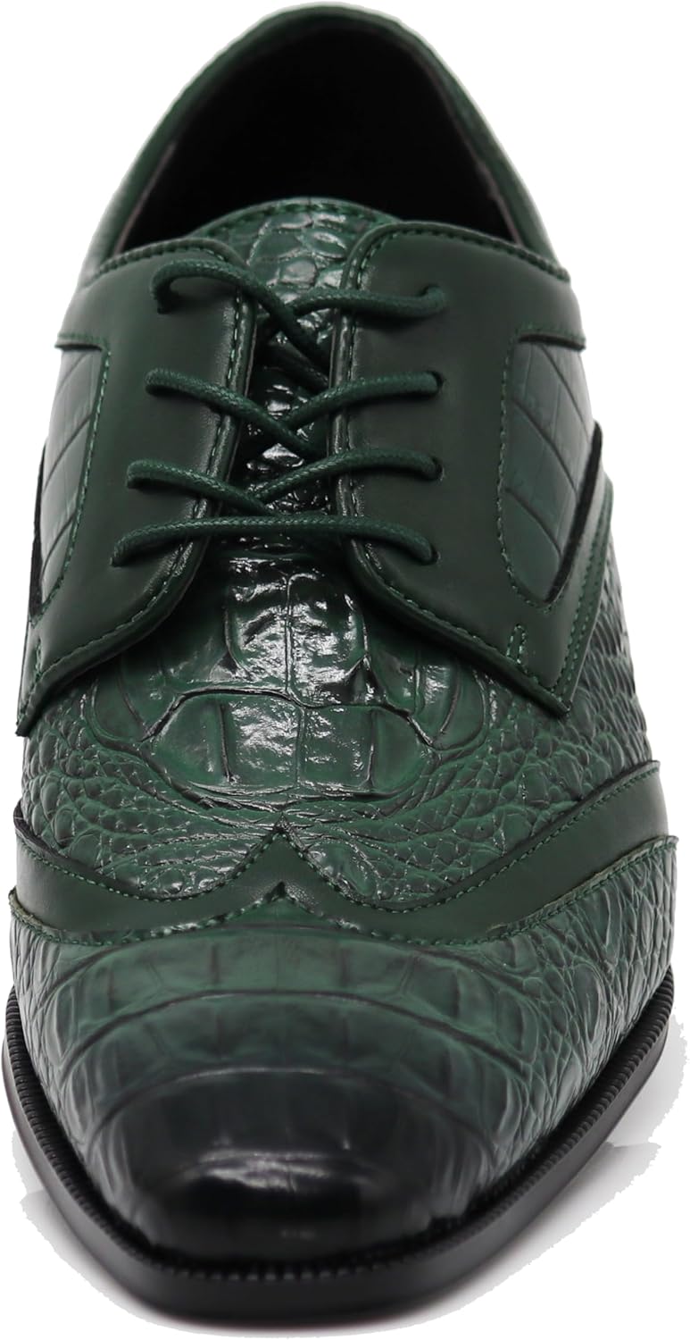 ODN Men's Alligator Crocodile Print Oxfords Fashion Lace Up Dress Shoes - Image 4