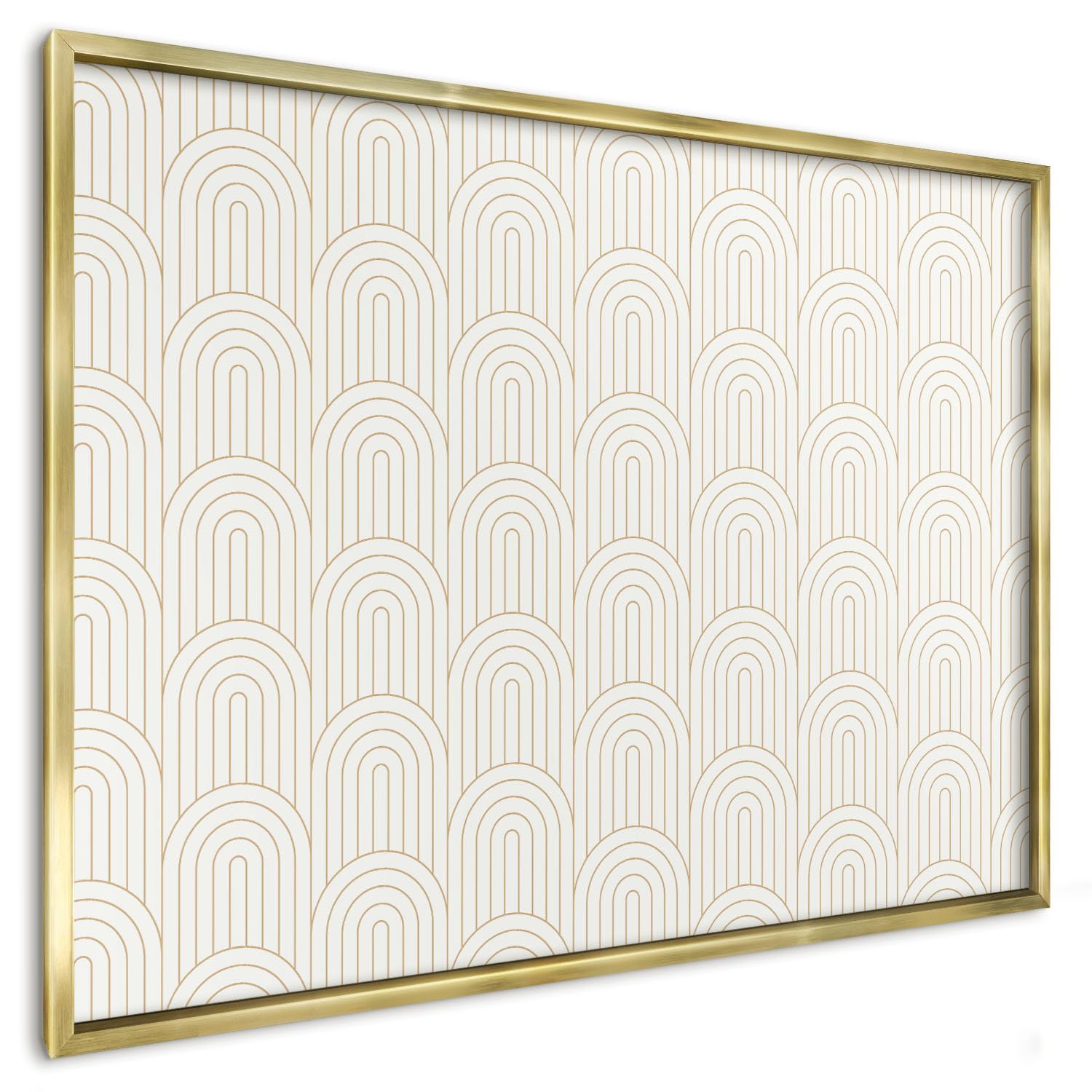 Magnetwand 100x70 cm | mit Goldenem Rahmen | Künstlerische Bögen | Einfache Montage | Magnetische Tafel | Für Büro und Homeoffice | Magnetboard | Für Notizen, Wochenplaner & Organisation