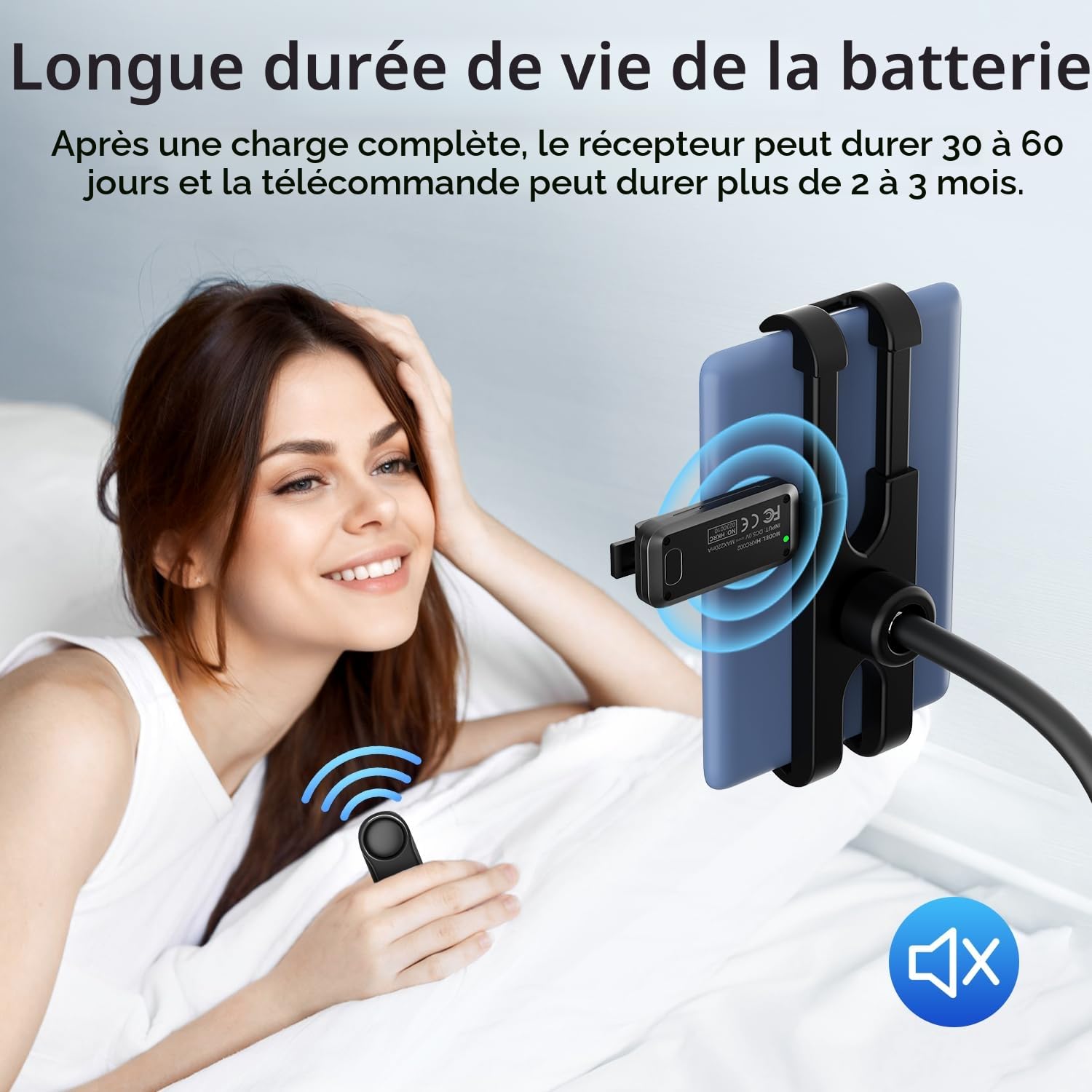 Support Kindles pour Lire au Lit, Comprend un RF Télécommande Tourneur de Page(HKRC004,Noir), Support pour Tablettes et Tourneur de Pages, Accessoires pour la Kindles, Cadeau pour les Lecteurs
