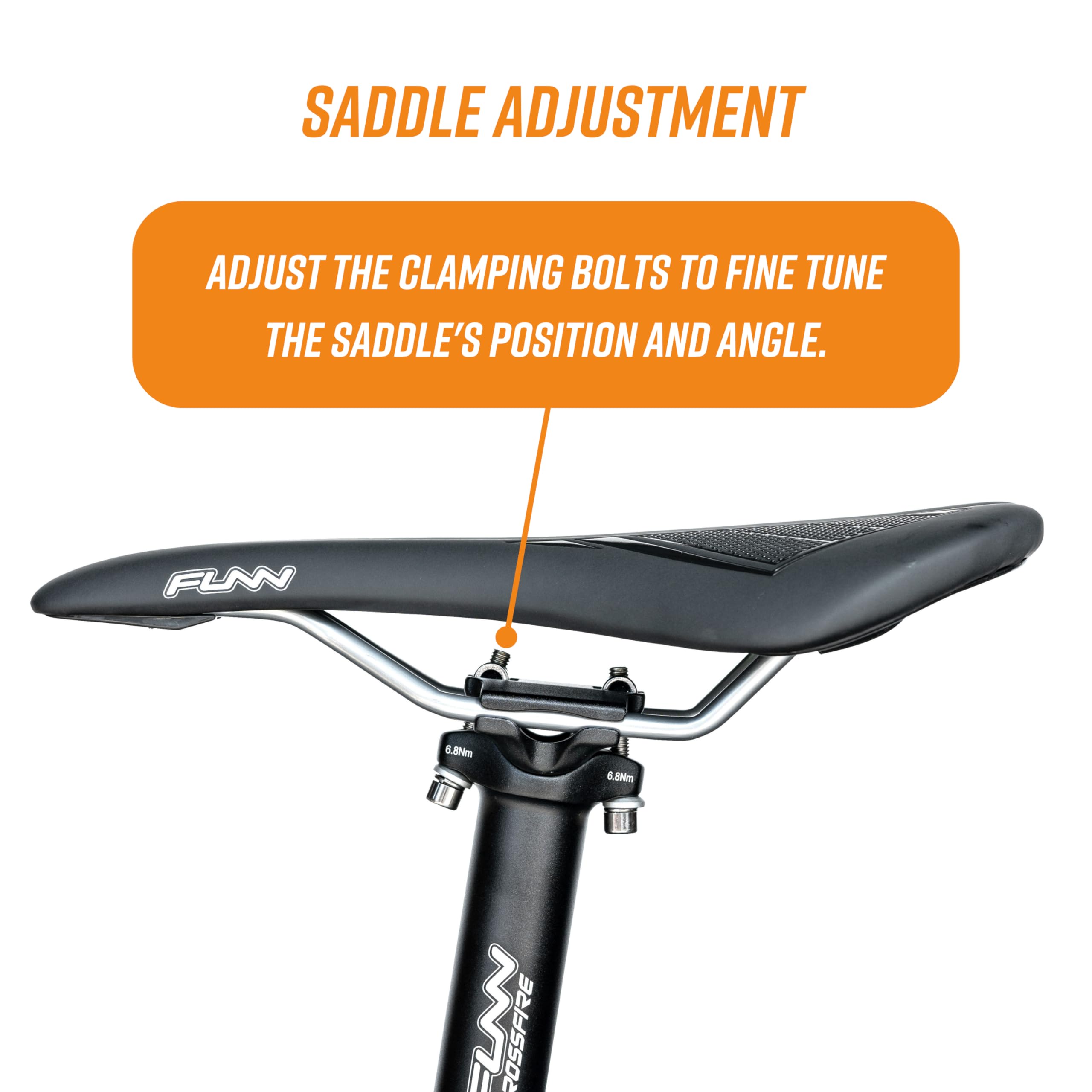 Funn Crossfire Bike Seat Post, Length 350mm, Diameter 31.6mm, Aluminum Alloy AL6061, 3D Forged, One Piece Head and Shaft (Blast Silver) - Image 2