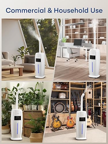 Miniatura 8 de FOHERE Humidificador de 4.8 galones18 litros para habitación grande, fácil llenado superior, torre de niebla fría, silenciosos para el hogar,