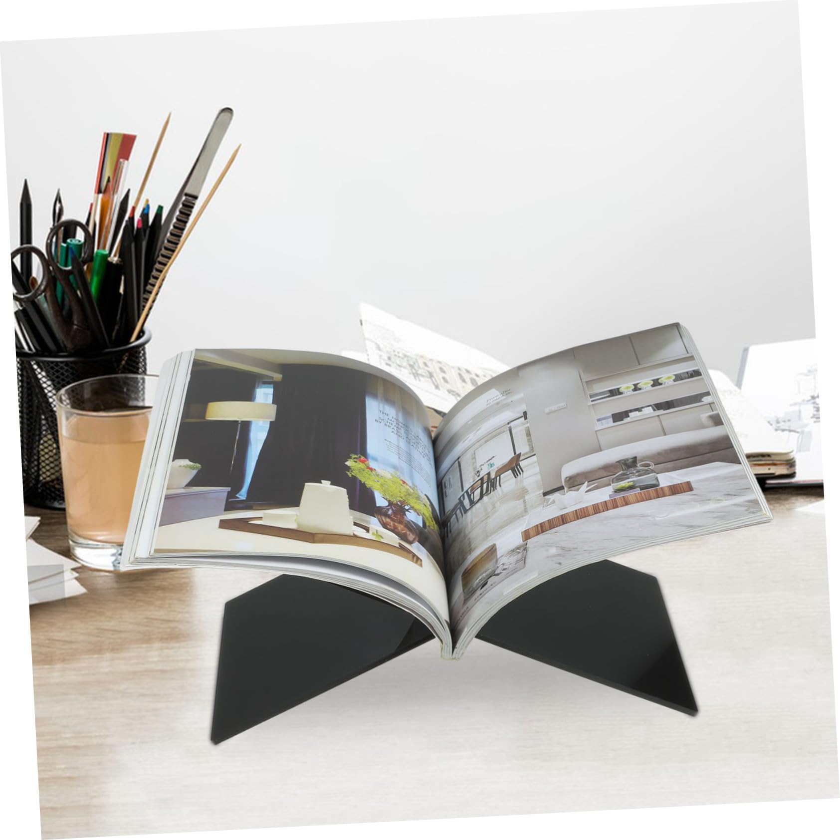 LALAFINA 1 Set Acrylic Book Stand Convenient Recipe Holder for Kitchen Stylish Display Stand for Reading Office Desk Organizer for Cookbooks and Magazines